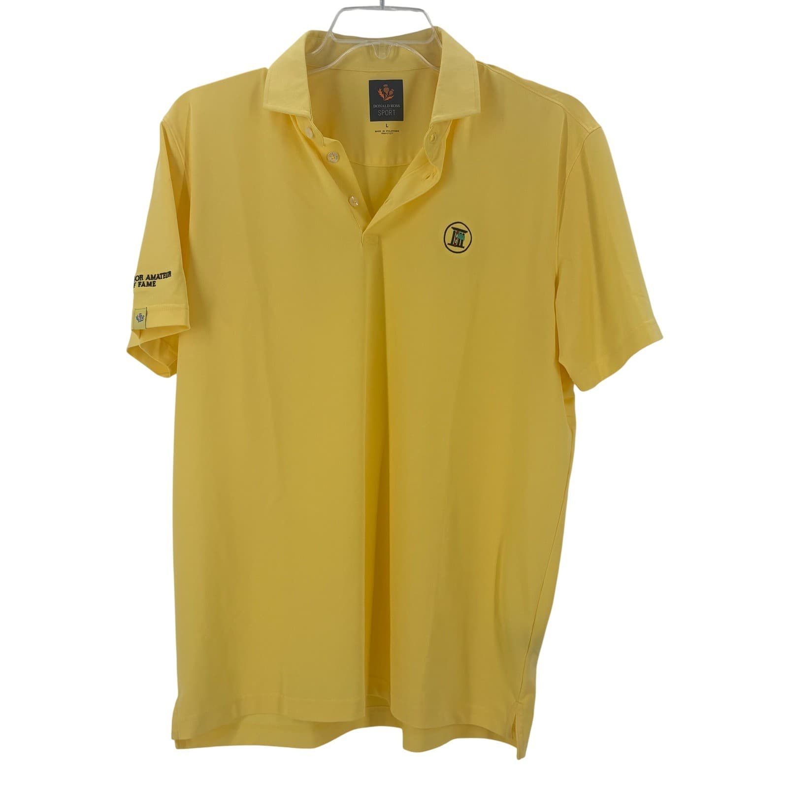 Donald Ross Sport Polo Mens L Shirt Yellow National Senior Amateur Hall of Fame