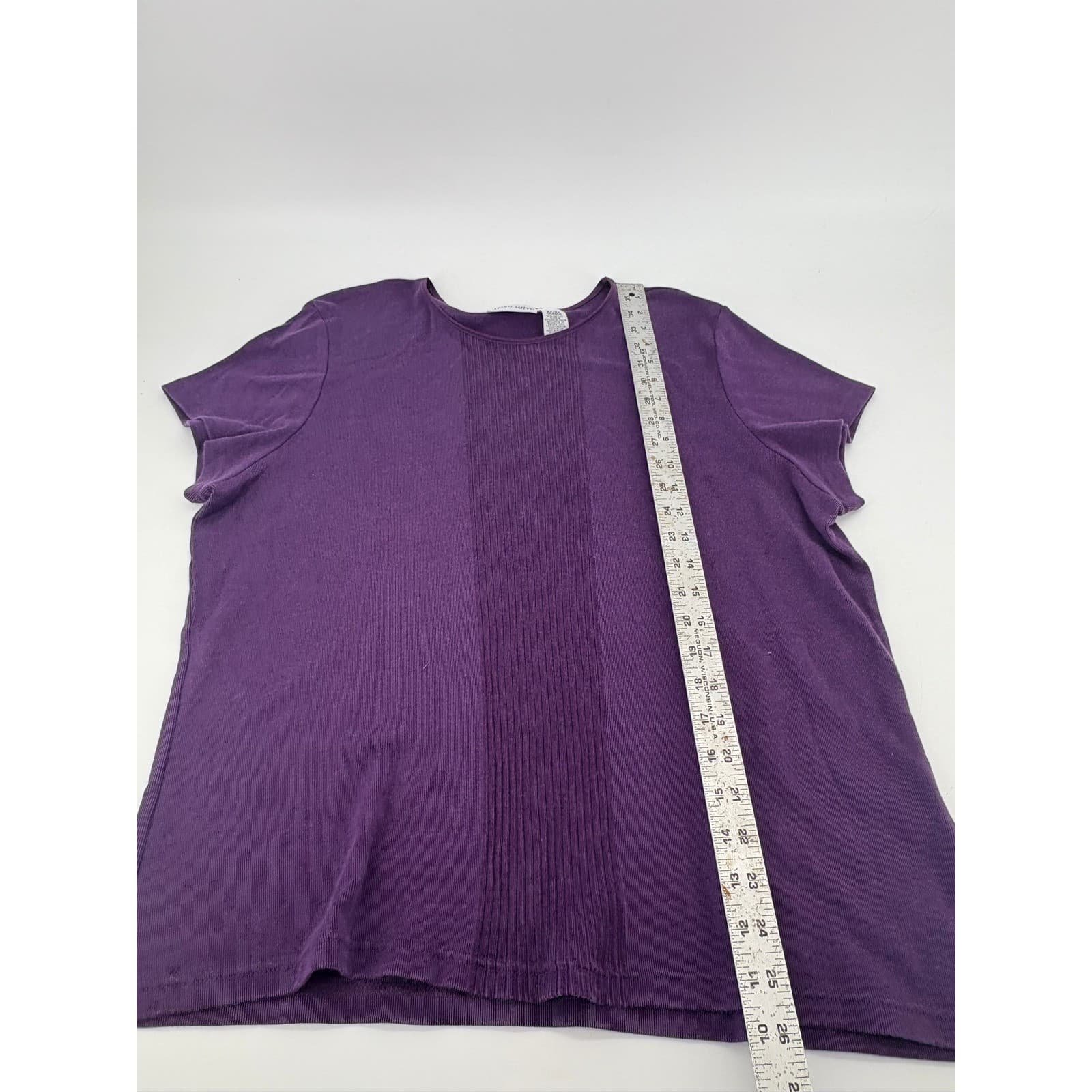 Jaclyn Smith Women's Extra Large Purple Ribbed Knit Short Sleeve Top - Thumbnail 5