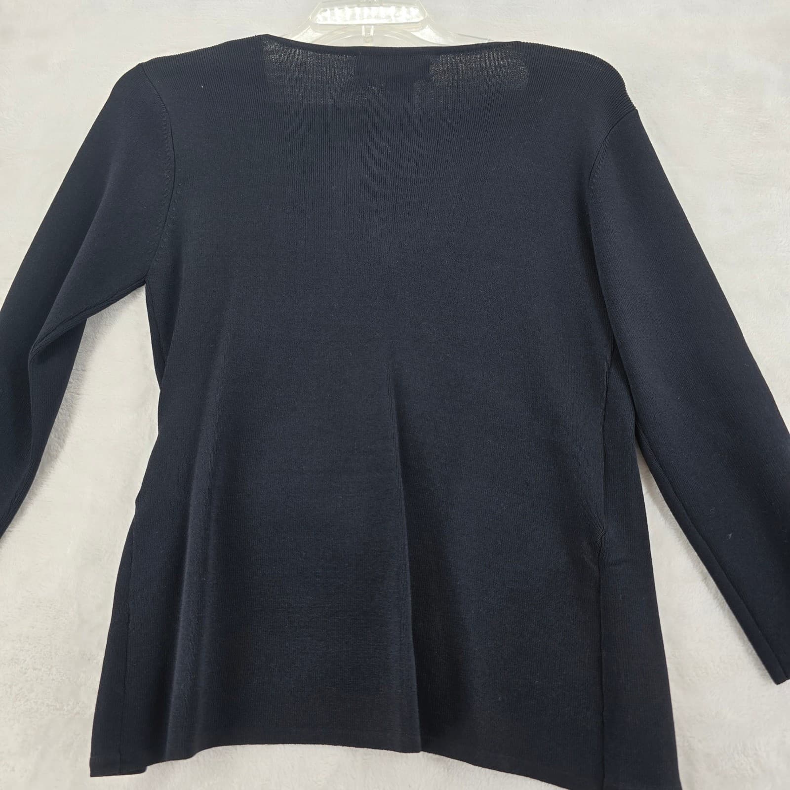 Joseph A. Sweater Womens M Top Black V-Neck Faux Wrap Buckle 33327M - Thumbnail 8