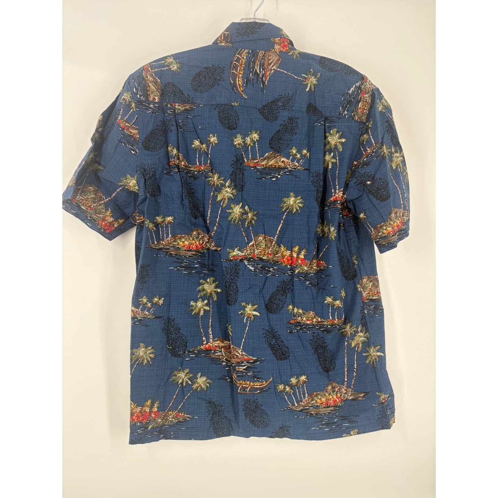 Boca Classics Men's Blue Tropical Island Pineapple Palm Tree Hawaiian Shirt Sz M - Thumbnail 2