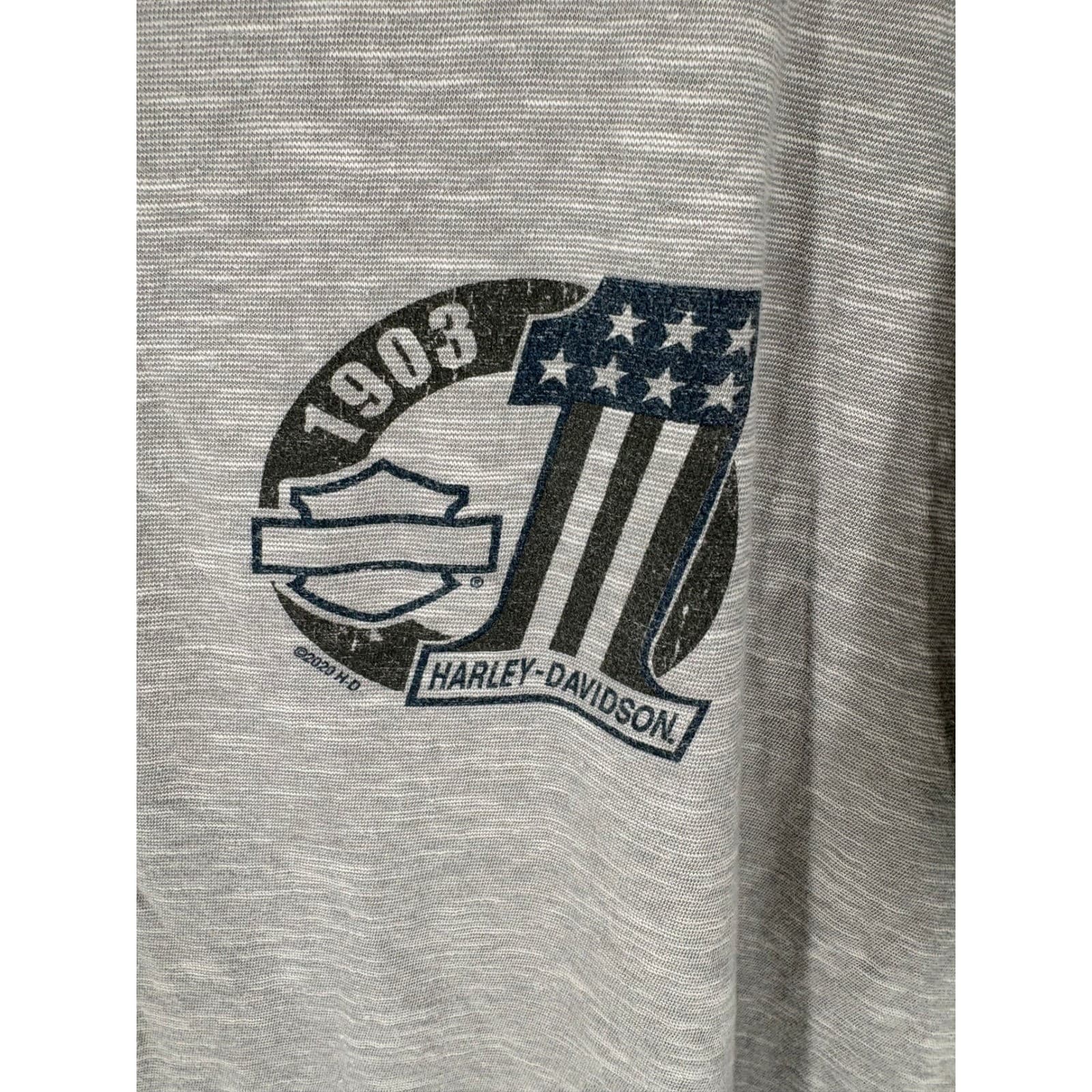Harley Davidson Cole Family Dealerships Raglan T Shirt Mens 2XL Gray Blue - Thumbnail 4