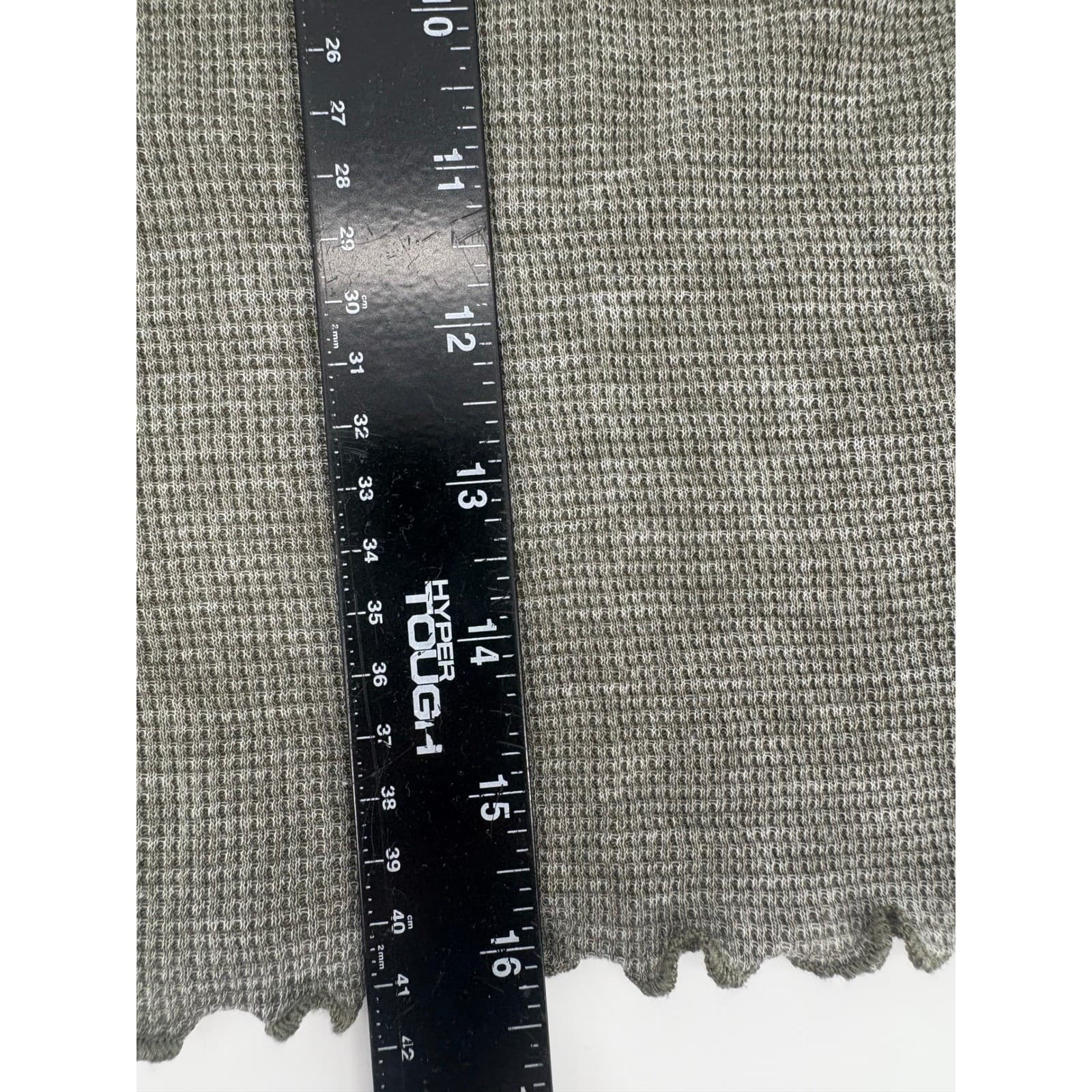 American Eagle Outfitters Grey Waffle Knit Lettuce Hem Cropped T Shirt Top XS - Thumbnail 5