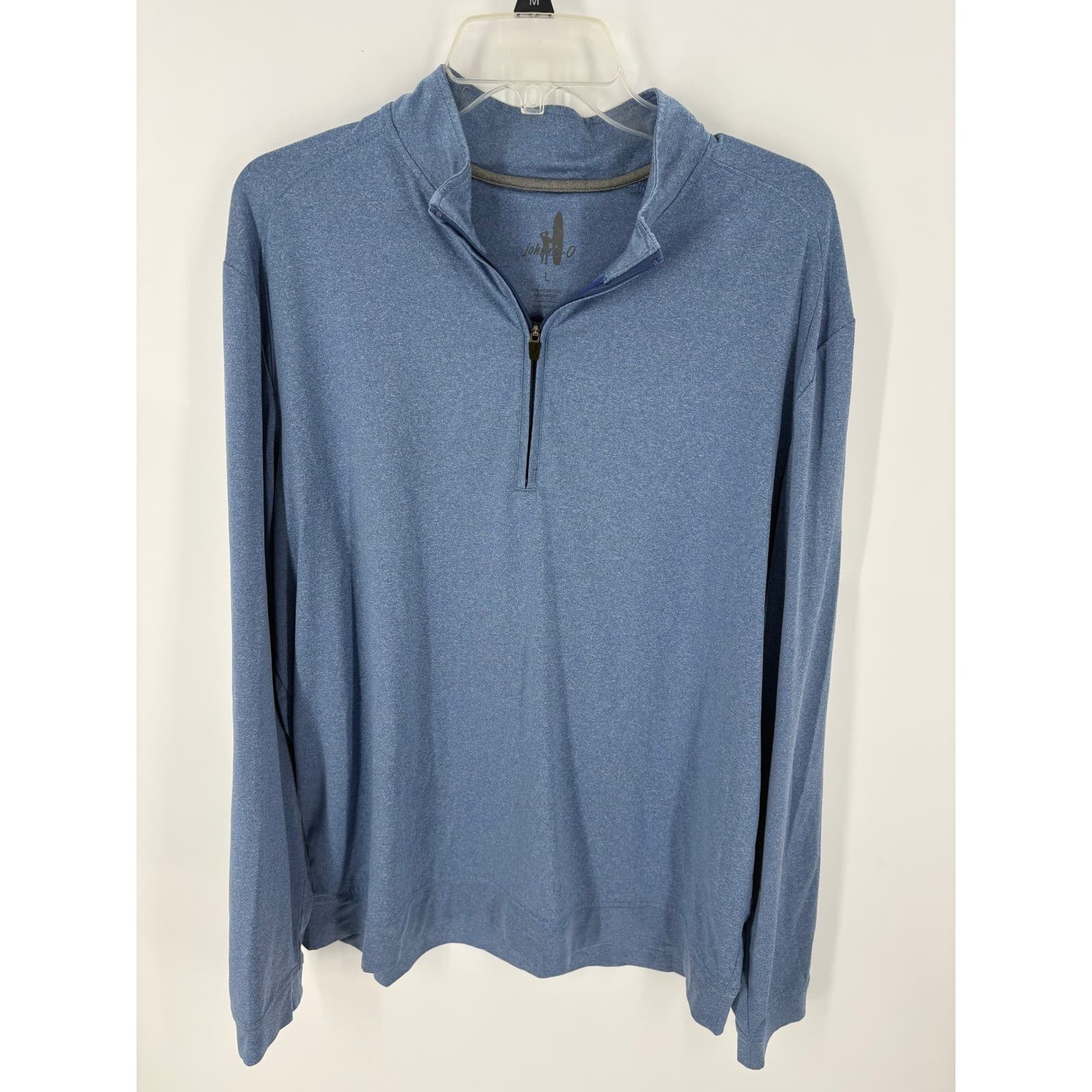 Johnnie O Mens Blue Heather 1/4 Zip Long Sleeve Pullover Top Size L