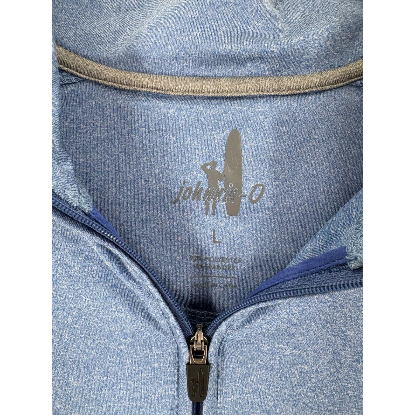 Johnnie O Mens Blue Heather 1/4 Zip Long Sleeve Pullover Top Size L - Thumbnail 3