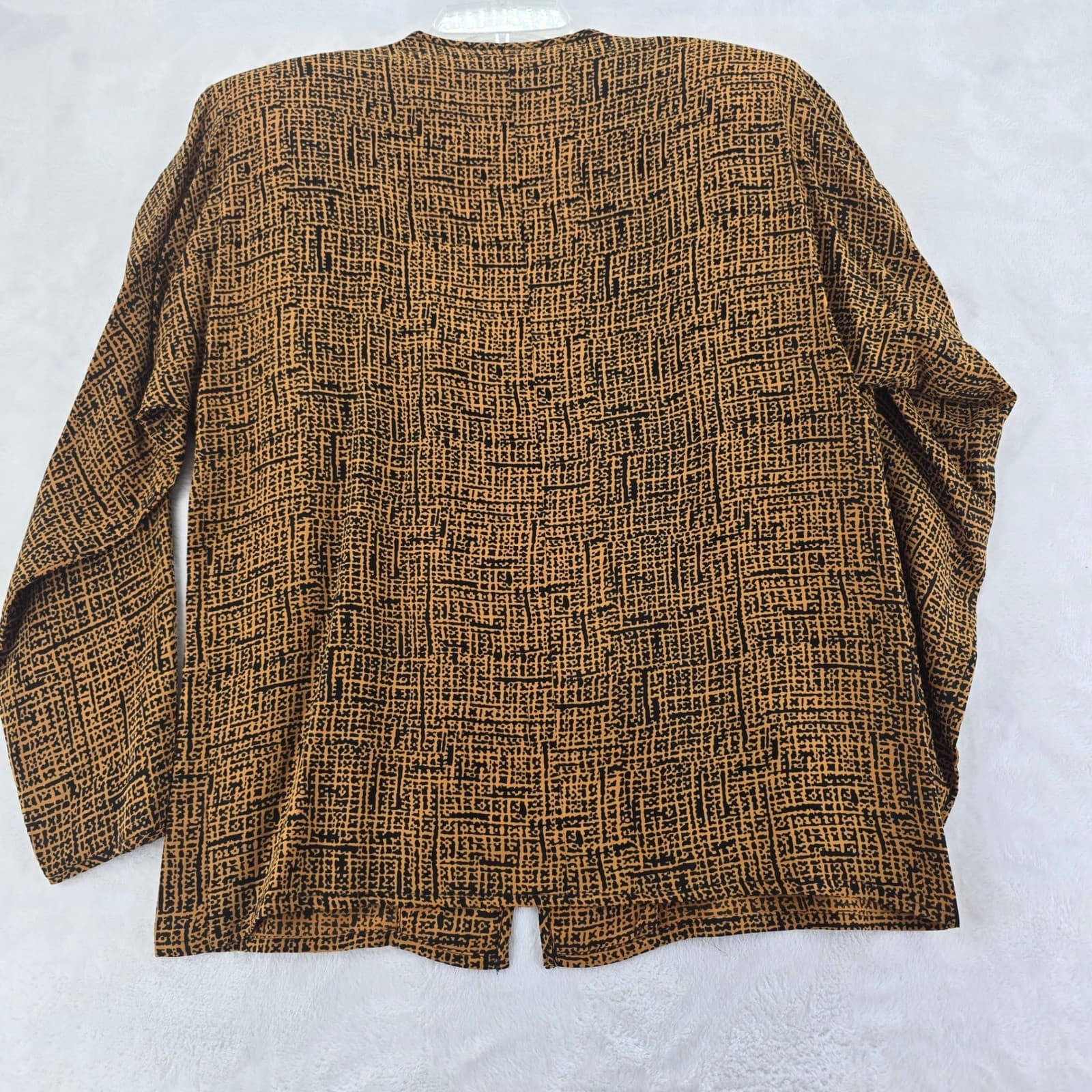 Silk Studio Claude Bennett Blouse Womens 6 Button Up Brown Abstract Silk Top - Thumbnail 5