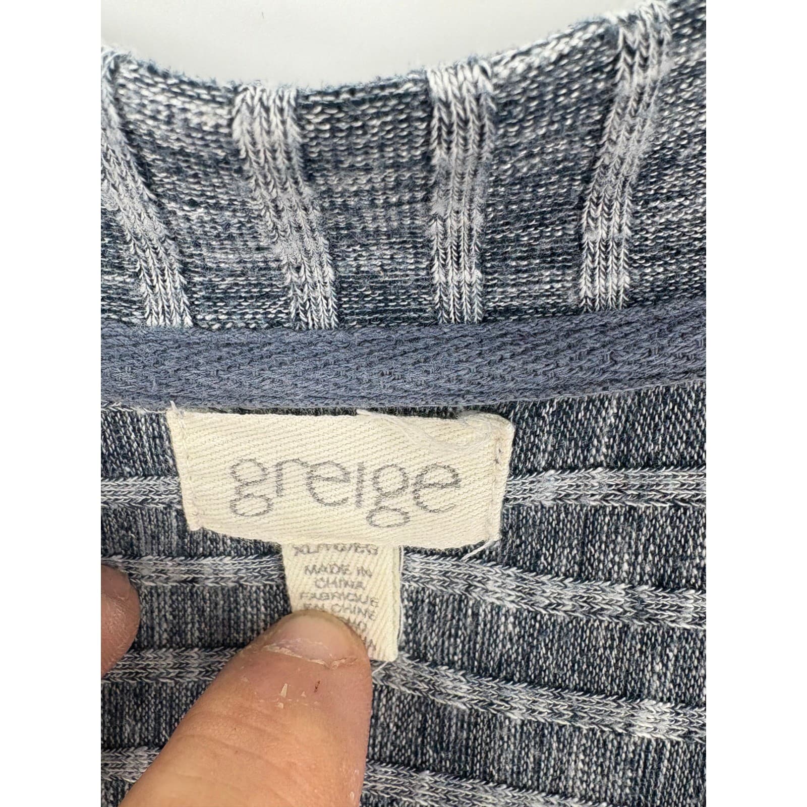 Greige Womens XL/TG Gray Striped V Neck 3/4 Sleeve Knit Top Casual Blouse * - Thumbnail 2
