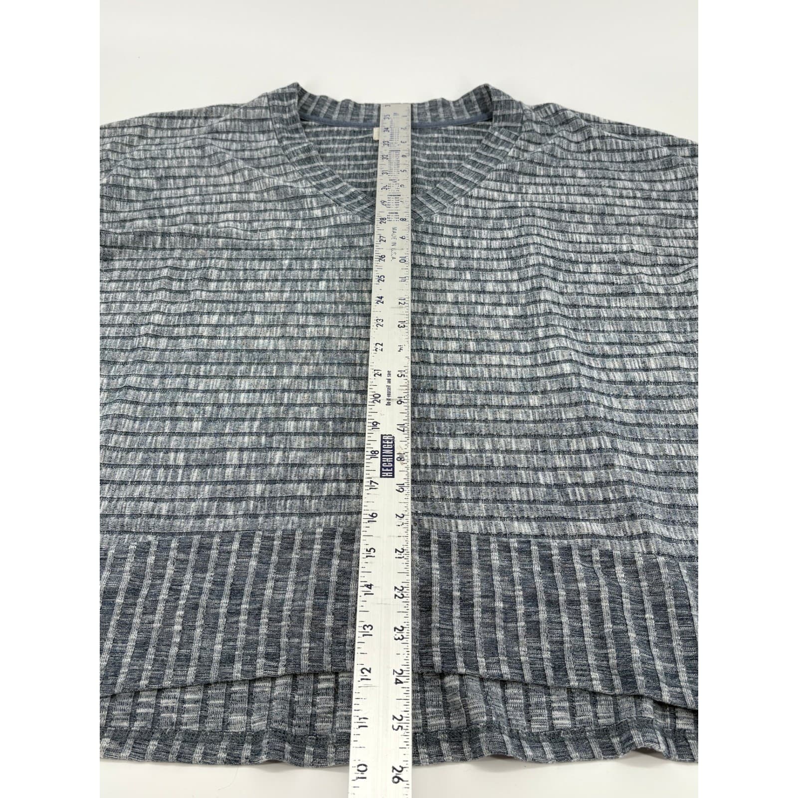 Greige Womens XL/TG Gray Striped V Neck 3/4 Sleeve Knit Top Casual Blouse * - Thumbnail 5
