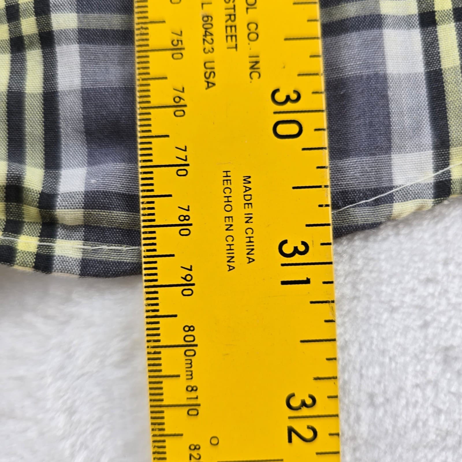 Wedgefield Button Down Mens L Shirt Grey Yellow Plaid Long Sleeve Pocket 6828 - Thumbnail 6