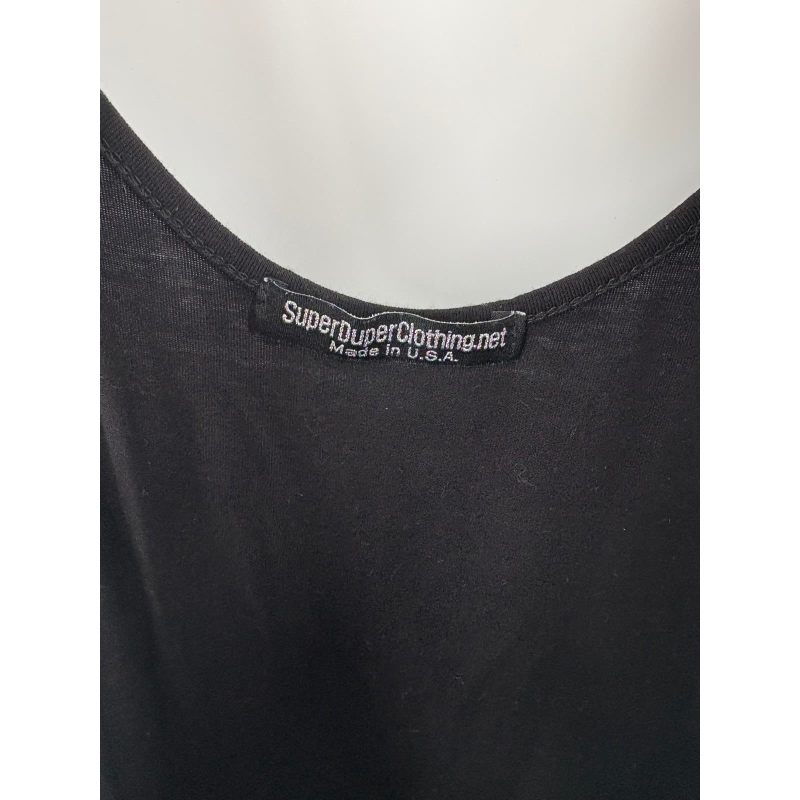 SuperDuperClothing Black Graphic Tank Top Drink Wine Save Animals Naps * - Thumbnail 2