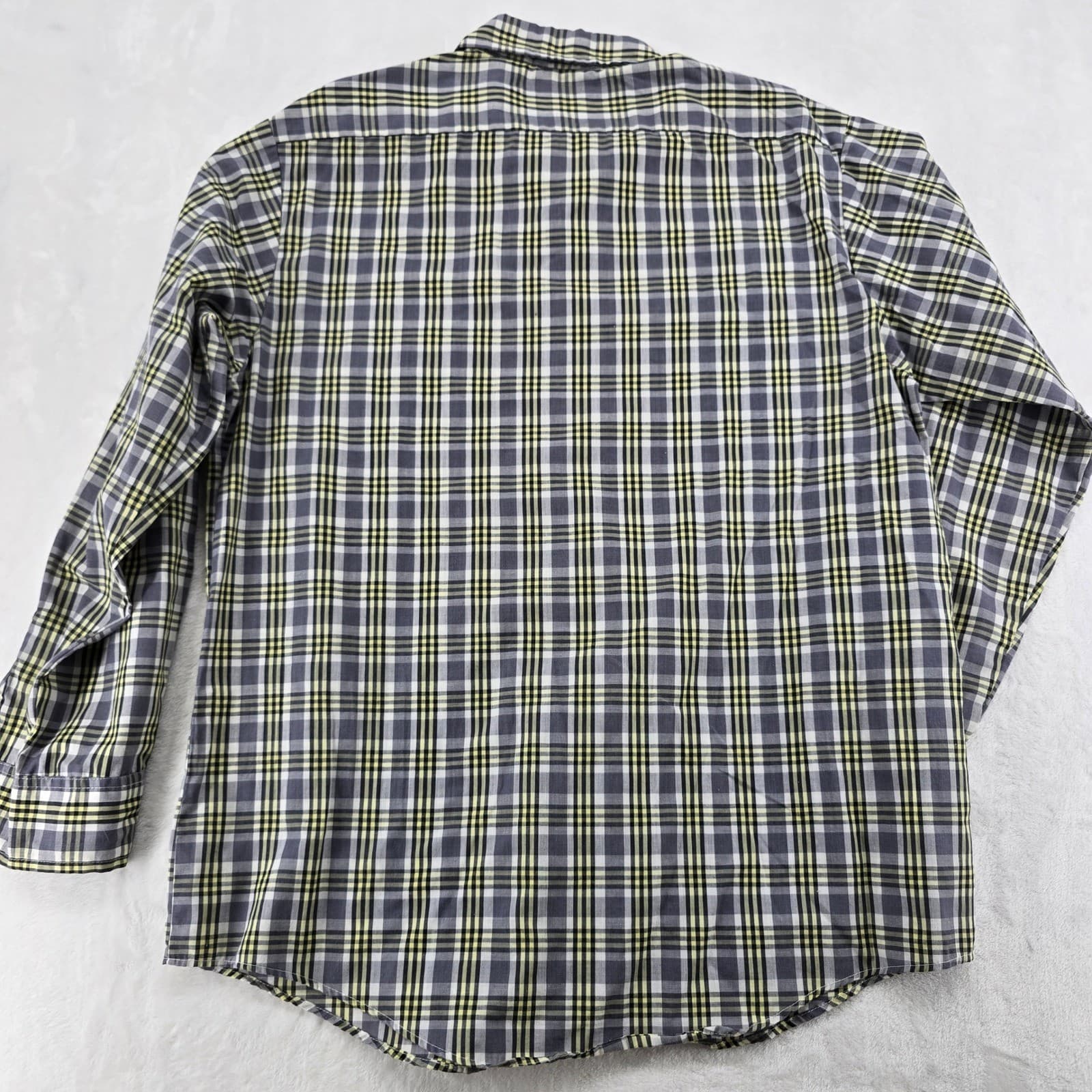 Wedgefield Button Down Mens L Shirt Grey Yellow Plaid Long Sleeve Pocket 6828 - Thumbnail 7