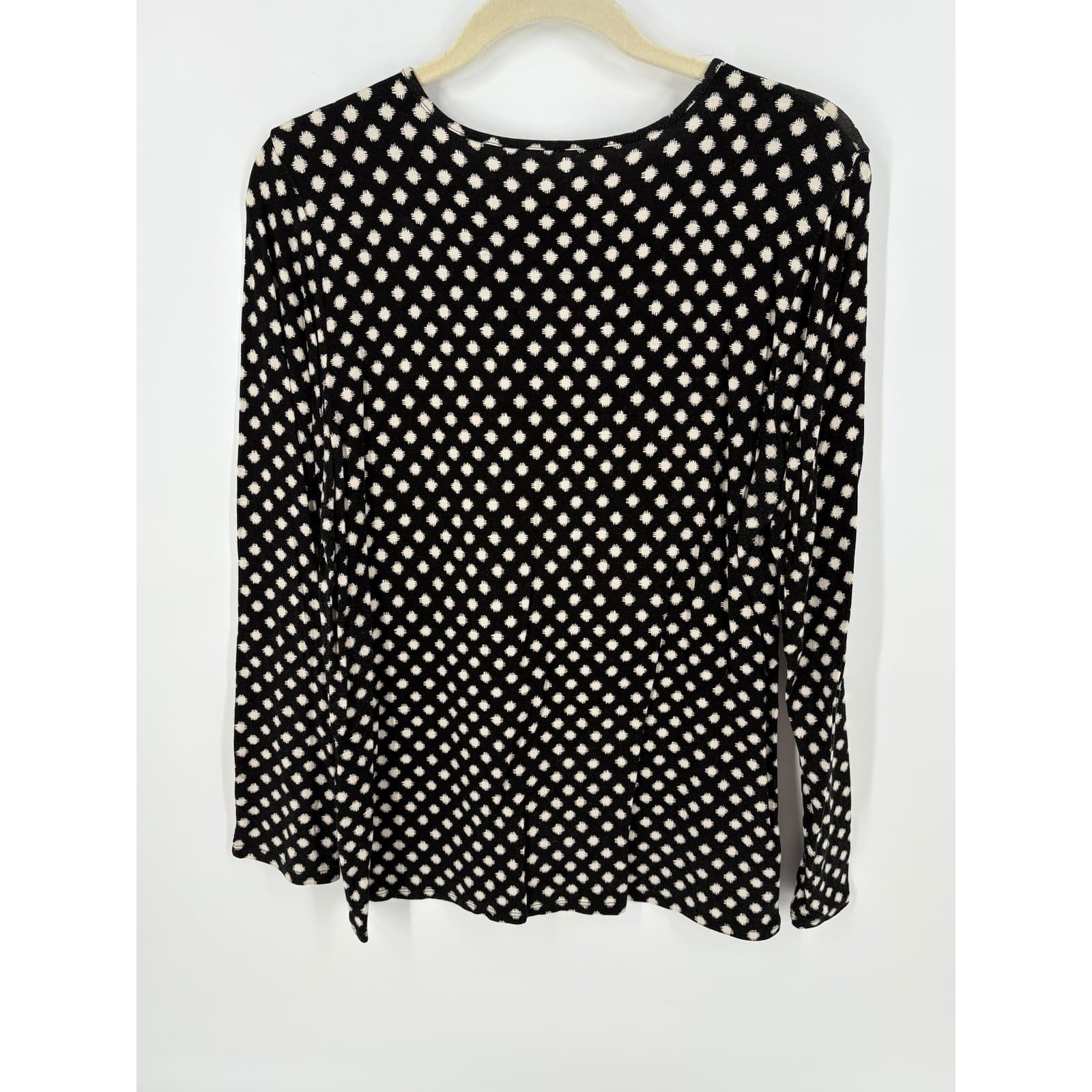 Chicos Women's Black & White Diamond Print Long Sleeve Top, Size 2, Casual * - Thumbnail 2