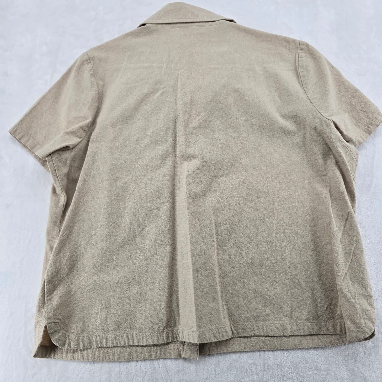 Appleseed's Button Down Womens PXL Shirt Tan Cotton Short Sleeve - Thumbnail 7