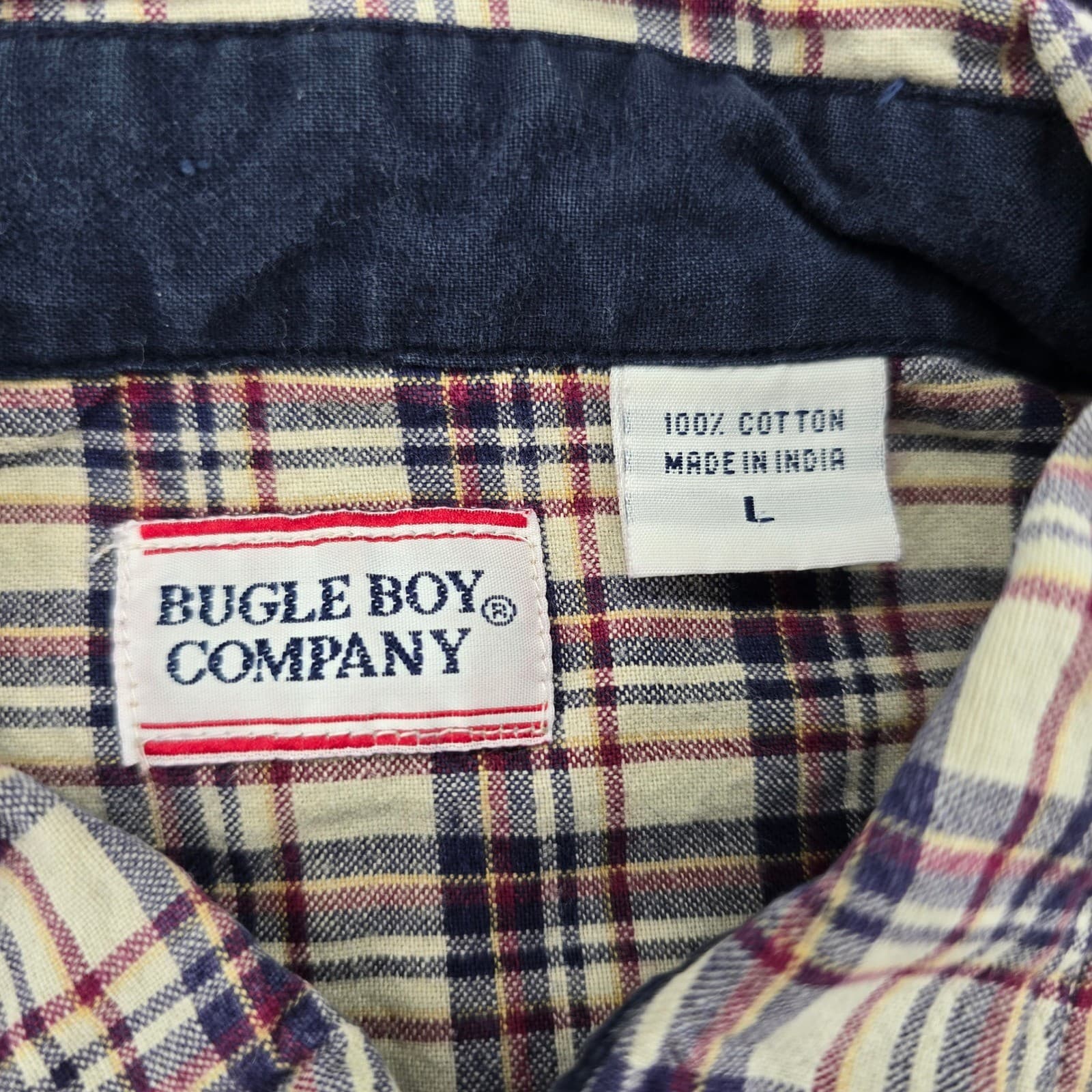 Bugle Boy Button Down Mens L Shirt Multicolor Plaid Long Sleeve Cotton 6827 - Thumbnail 2