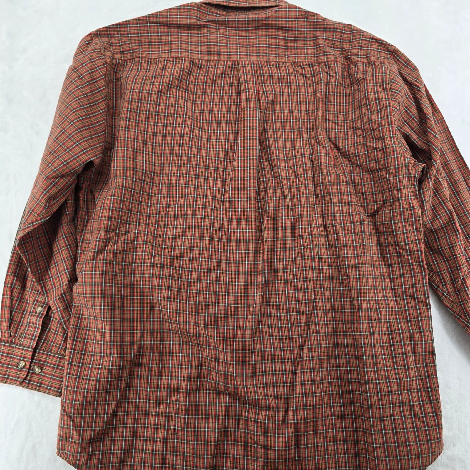 Saddlebred Button Down Shirt Mens L Long Sleeve Red Green Plaid Cotton Blend - Thumbnail 5