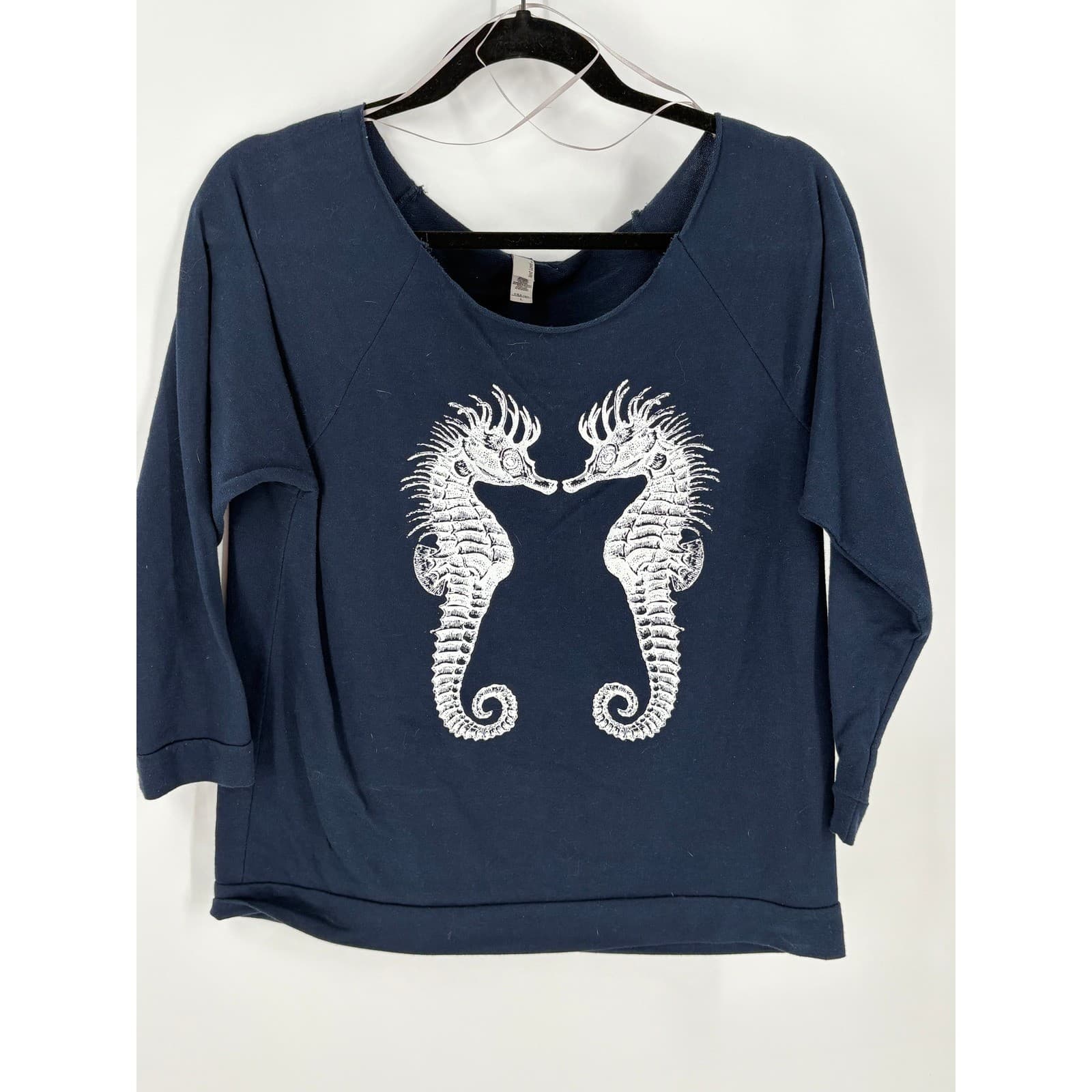 Next Level Apparel Seahorse Graphic Navy Blue Pullover shirt *