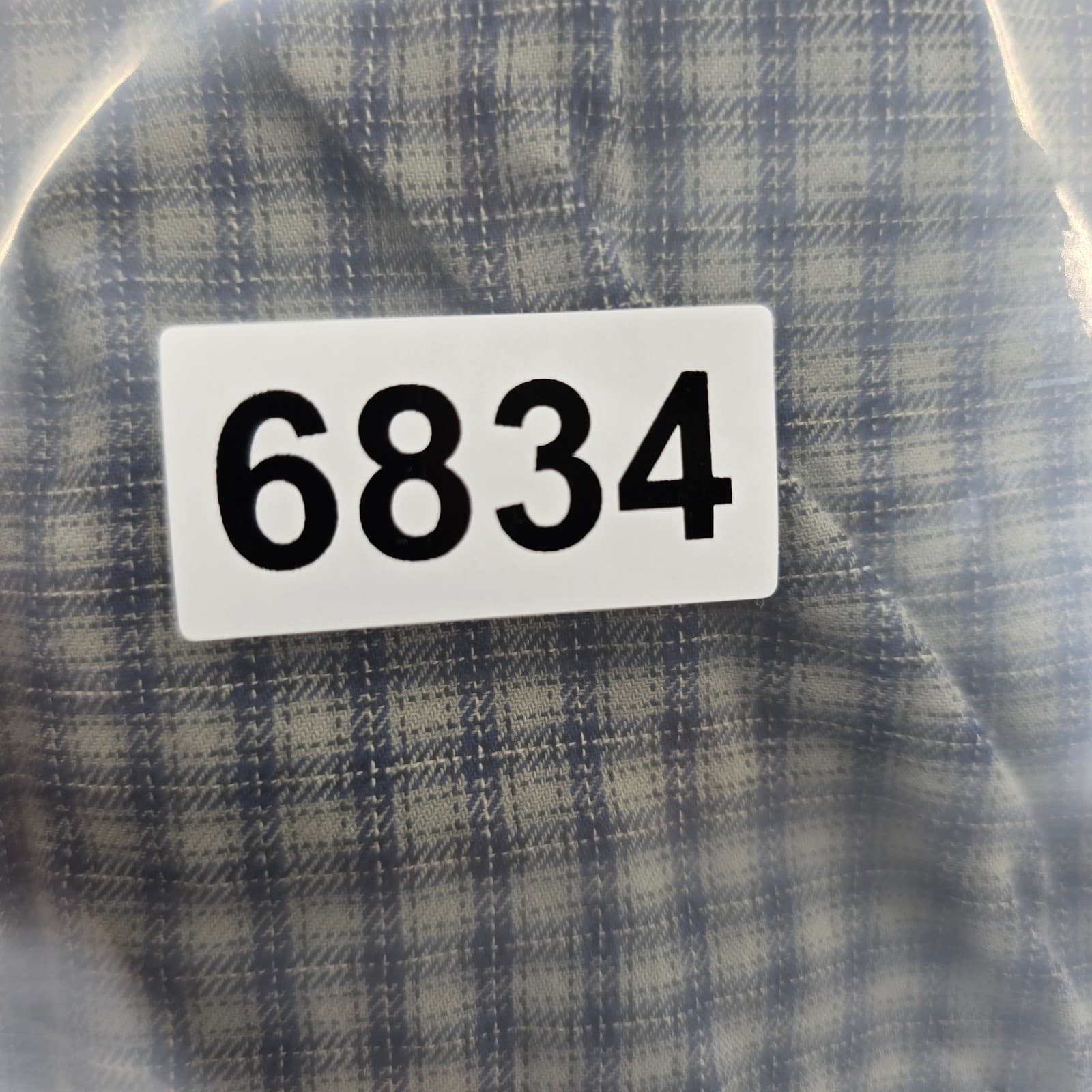 Perry Ellis Button Down Mens L Shirt Blue Grey Plaid Perry Cottons Long Sleeve - Thumbnail 7