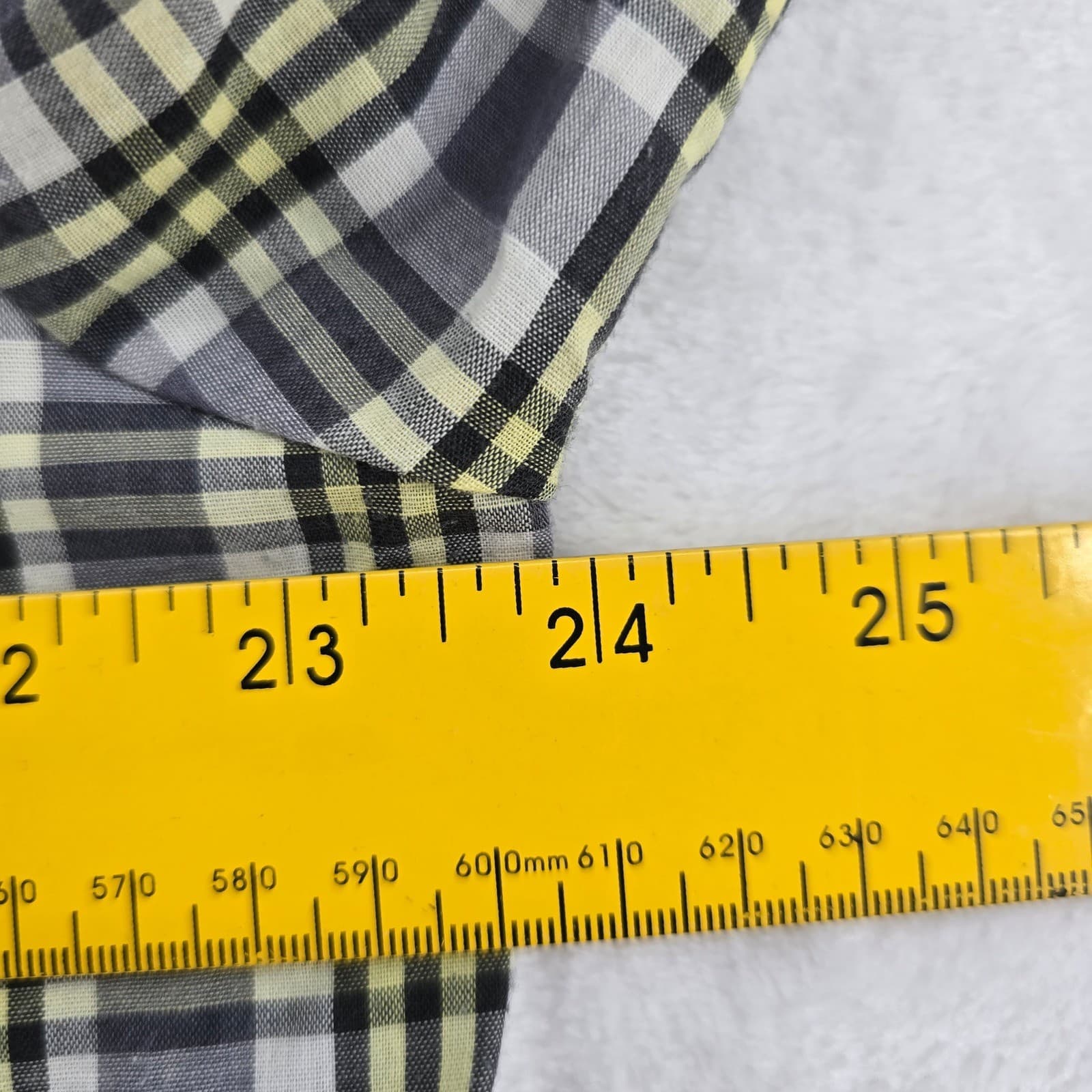 Wedgefield Button Down Mens L Shirt Grey Yellow Plaid Long Sleeve Pocket 6828 - Thumbnail 5