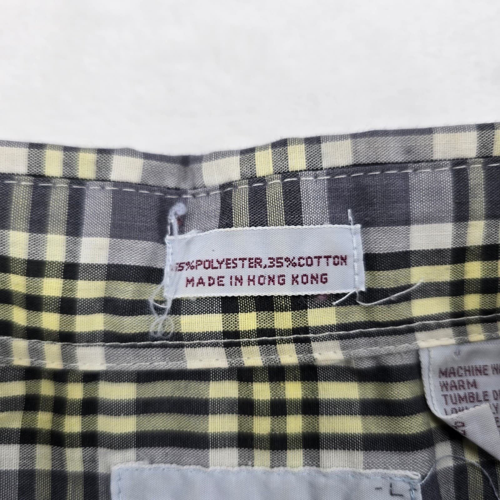 Wedgefield Button Down Mens L Shirt Grey Yellow Plaid Long Sleeve Pocket 6828 - Thumbnail 3
