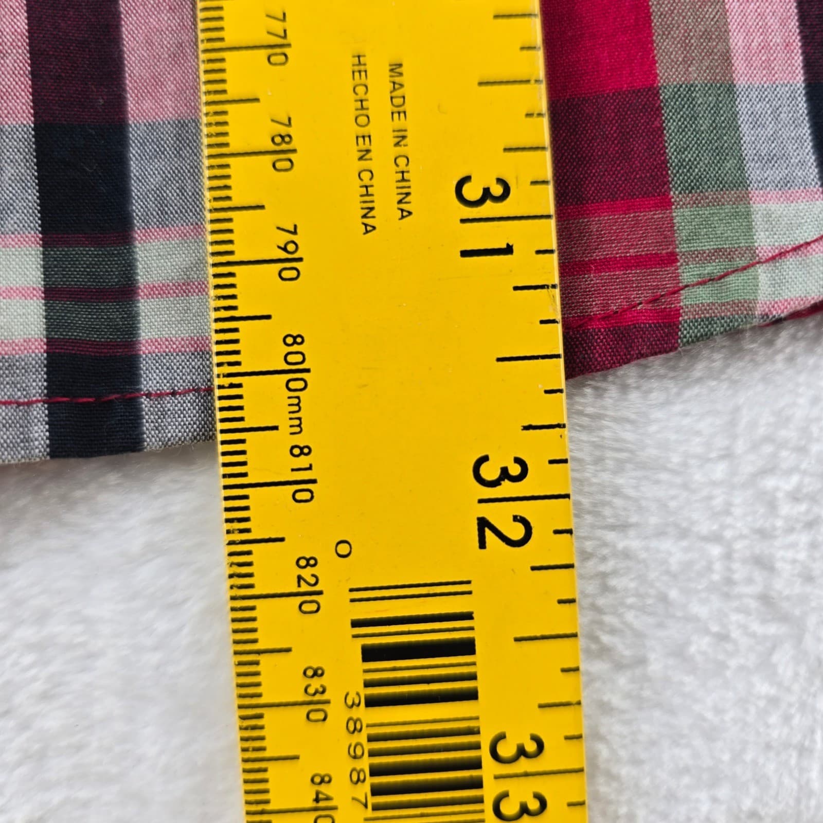 Chaps Button Down Mens Medium Shirt Red Green Plaid Easy Care Long Sleeve - Thumbnail 4