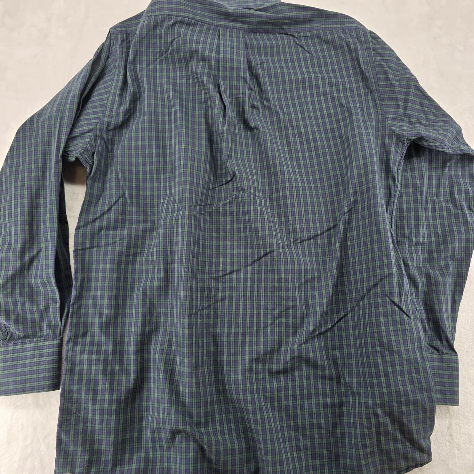 Unbranded Button Down Mens L Button Down Green Navy Blue Plaid Long Sleeve 6835 - Thumbnail 5