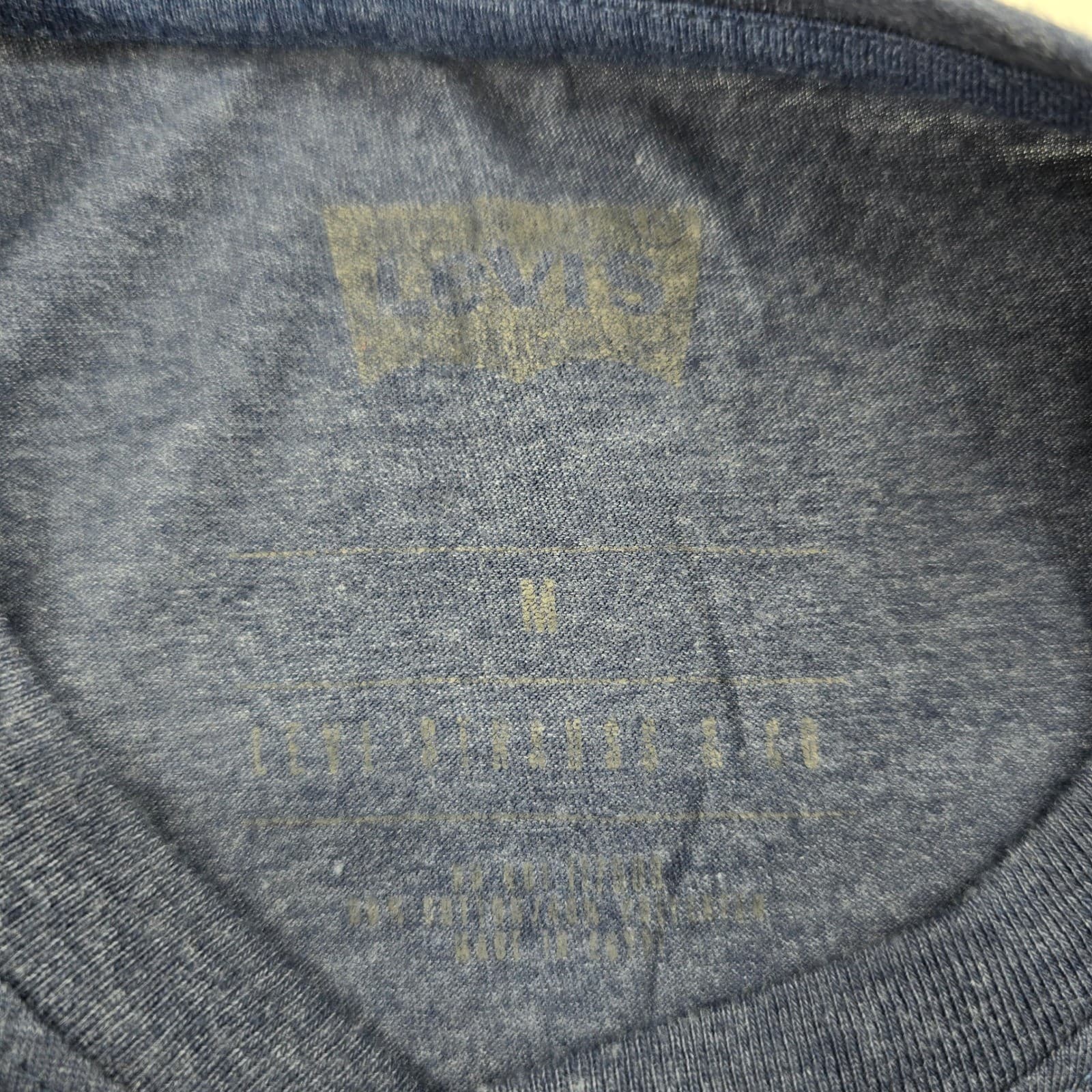Levi's Henley Mens M Shirt Navy Blue Heather Long Sleeve Three Button - Thumbnail 3