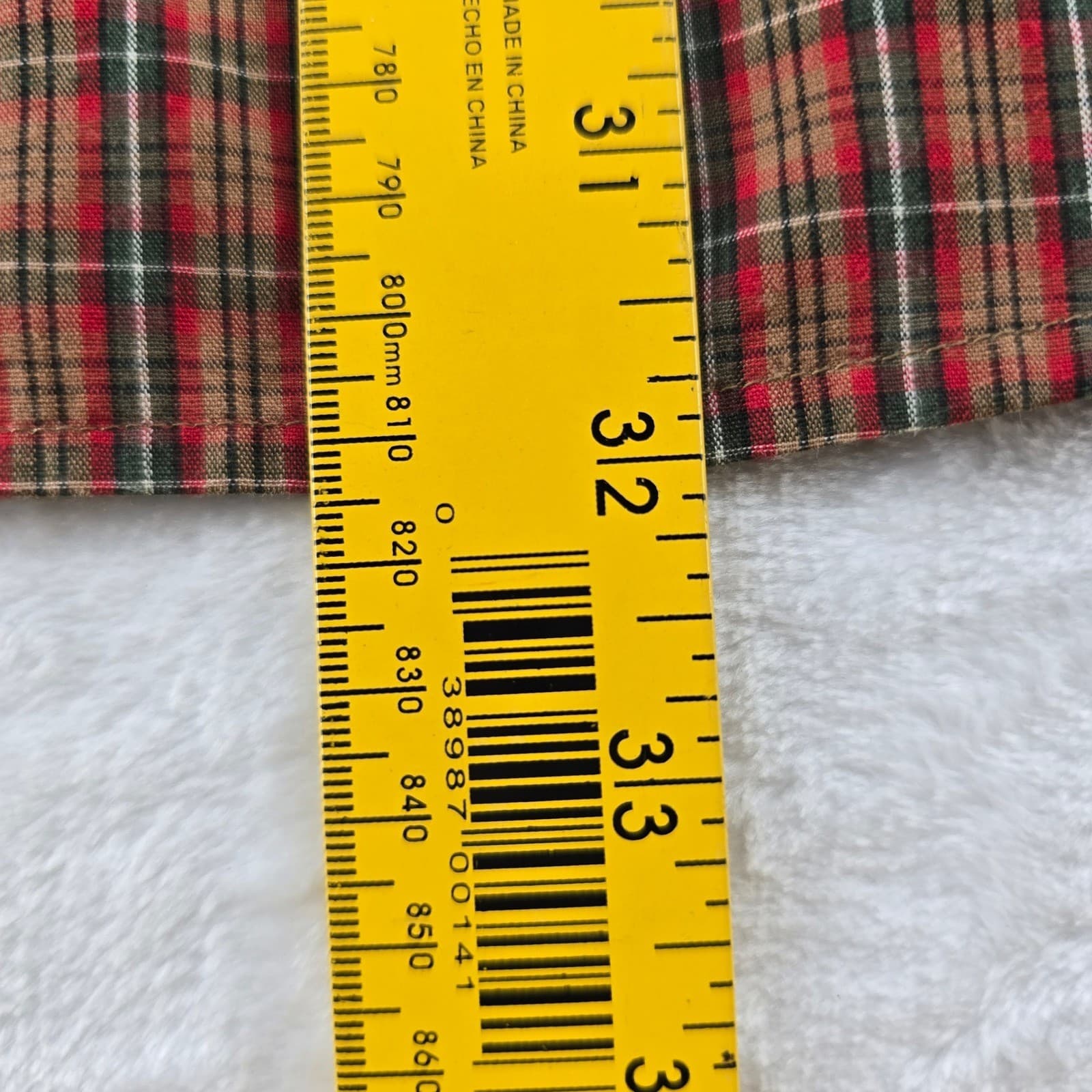 Saddlebred Button Down Shirt Mens L Long Sleeve Red Green Plaid Cotton Blend - Thumbnail 4