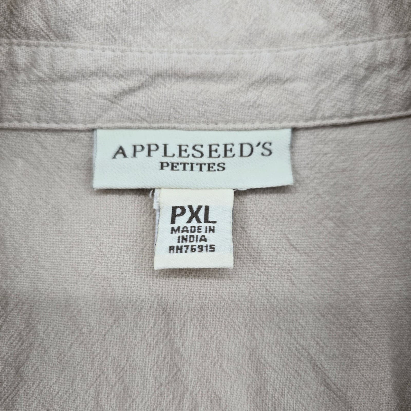 Appleseed's Button Down Womens PXL Shirt Tan Cotton Short Sleeve - Thumbnail 2