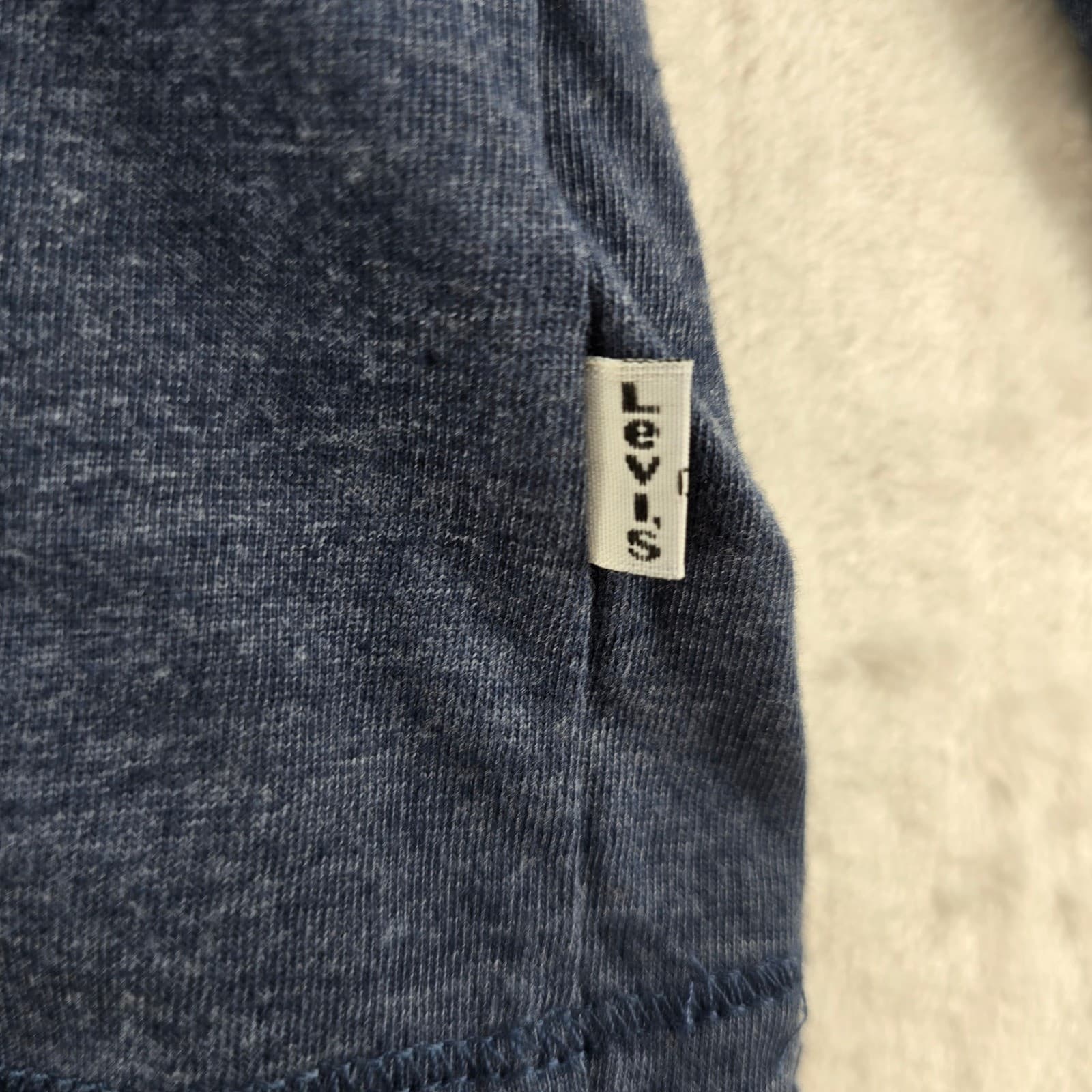 Levi's Henley Mens M Shirt Navy Blue Heather Long Sleeve Three Button - Thumbnail 2