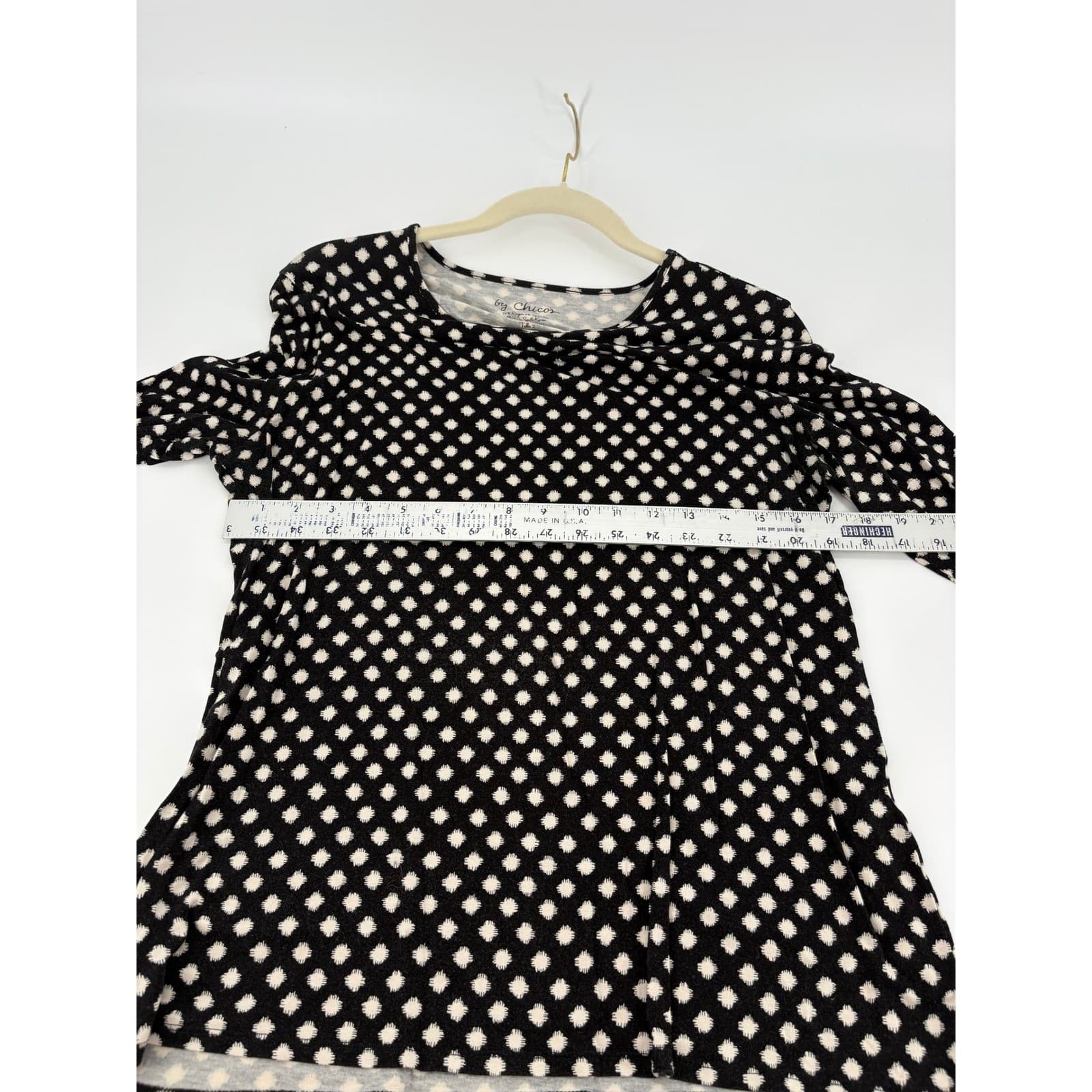 Chicos Women's Black & White Diamond Print Long Sleeve Top, Size 2, Casual * - Thumbnail 4