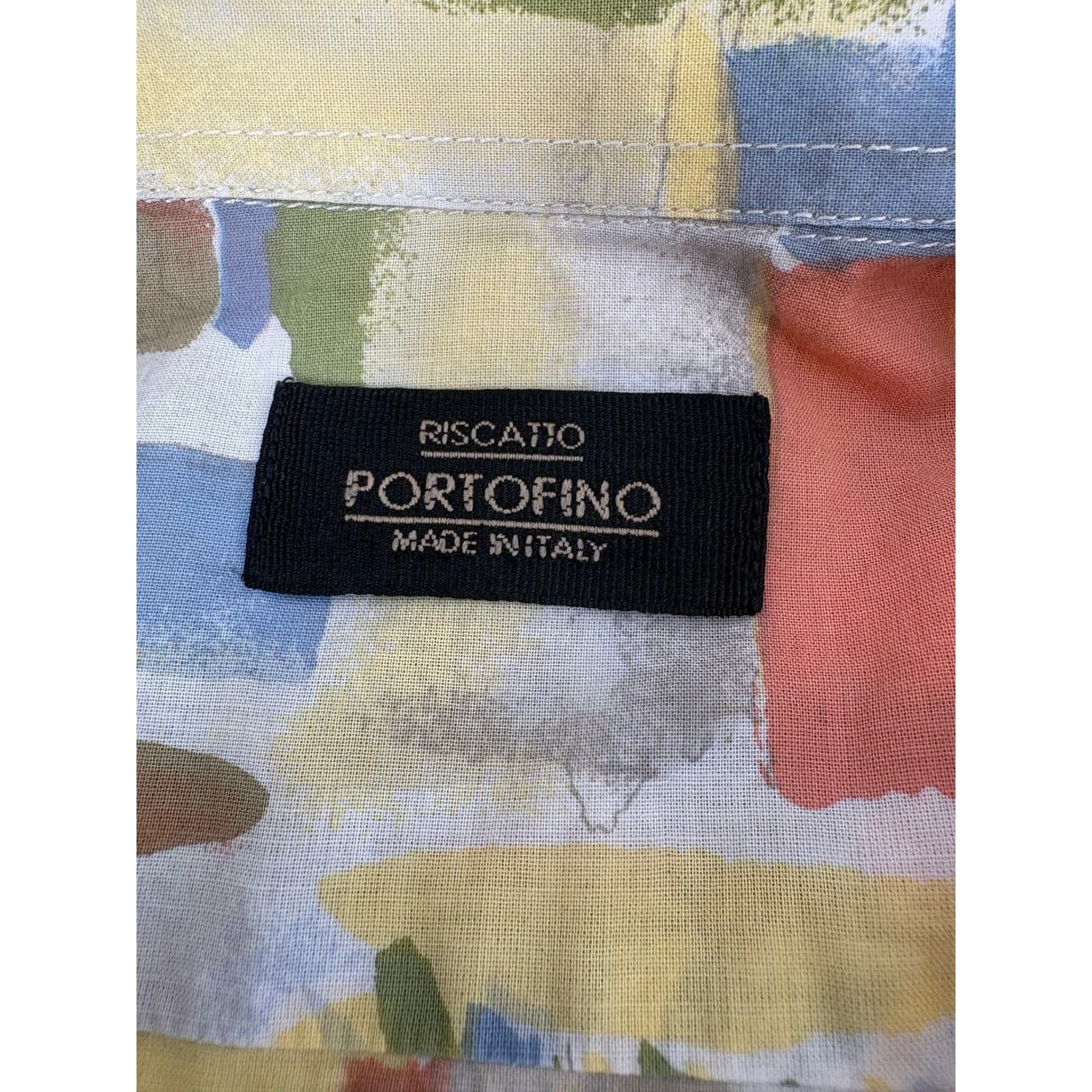 Riscatio Portofino Made in Italy XL Button Up Abstract Print Shirt - Thumbnail 2