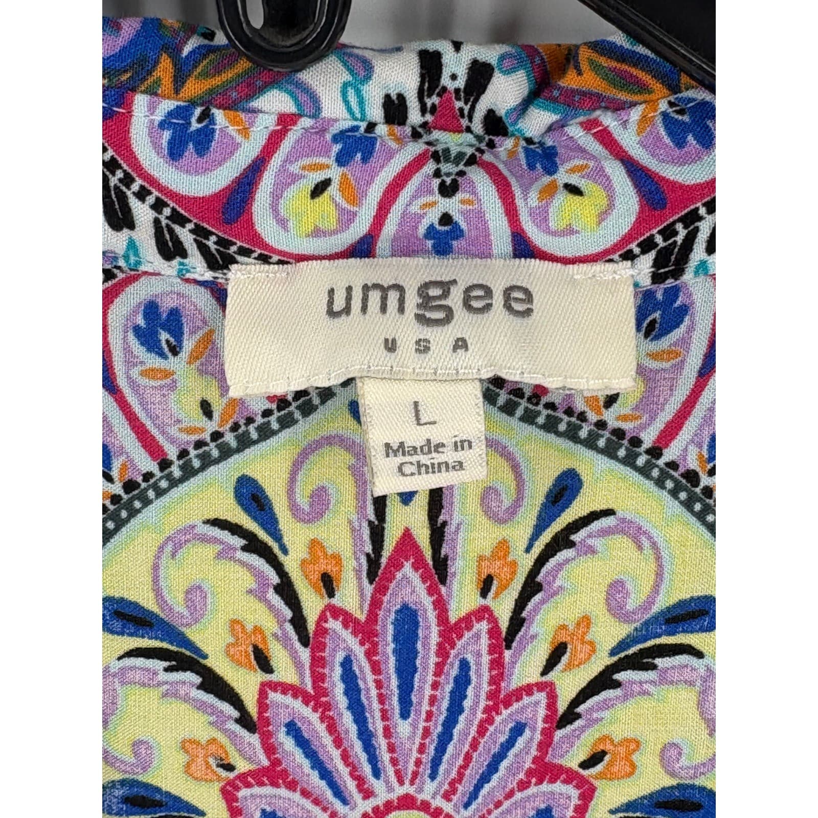 Umgee USA Turquoise Blue Sleeveless Paisley Print Tie Waist Dress Large * - Thumbnail 2