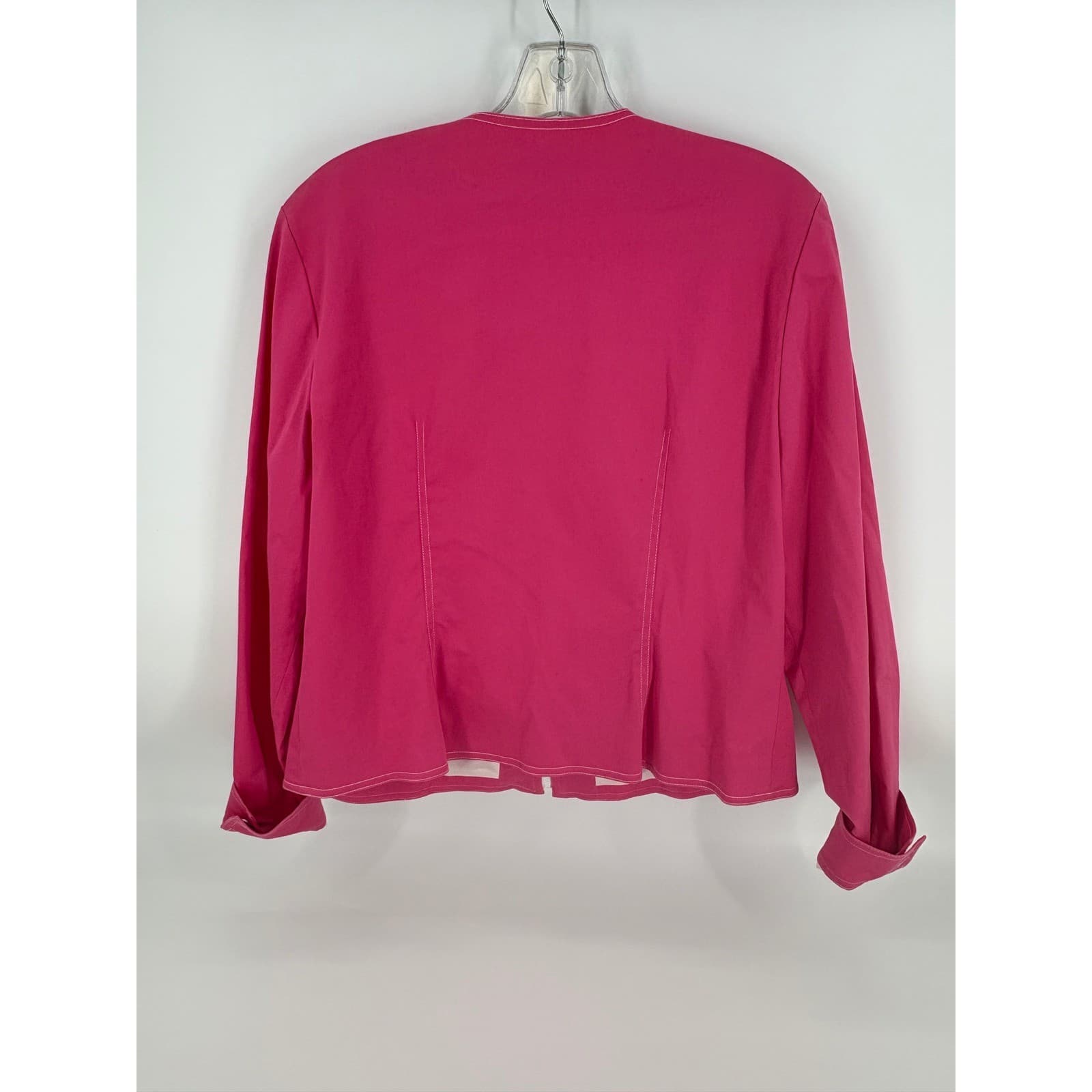 Maggy London Pink Zip Front Blazer Jacket Size 12 Cotton Blend Career - Thumbnail 2