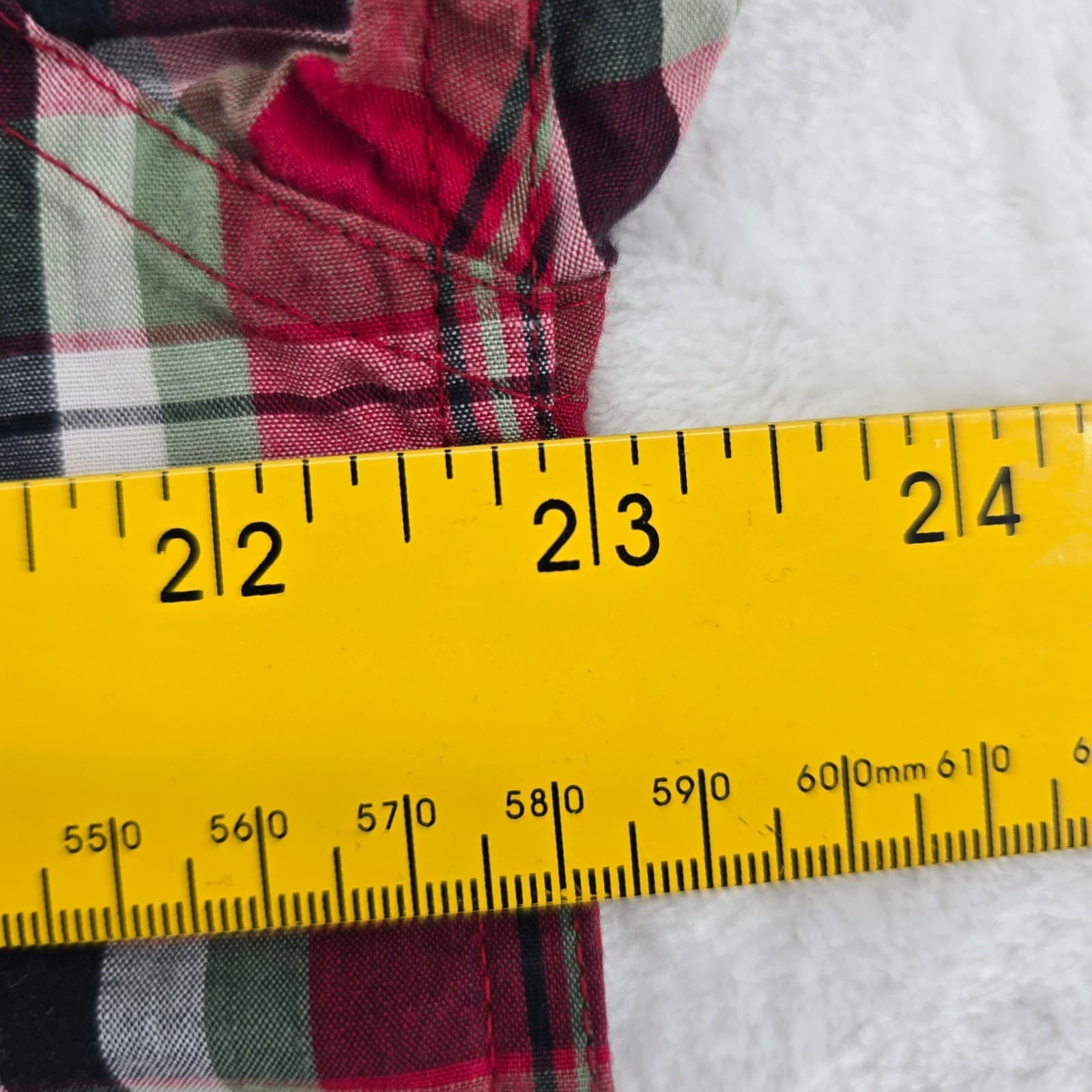 Chaps Button Down Mens Medium Shirt Red Green Plaid Easy Care Long Sleeve - Thumbnail 3