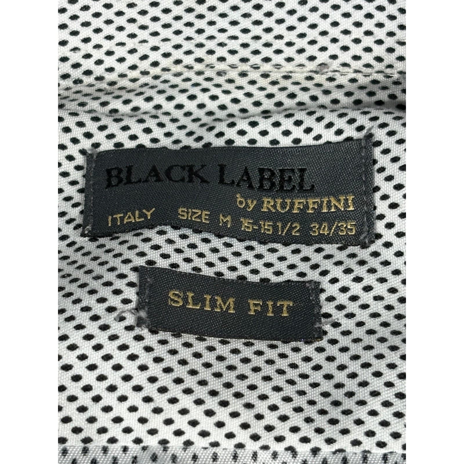 Black Label by Ruffini Dress Shirt Mens M Slim Fit Patterned Italy - Thumbnail 2