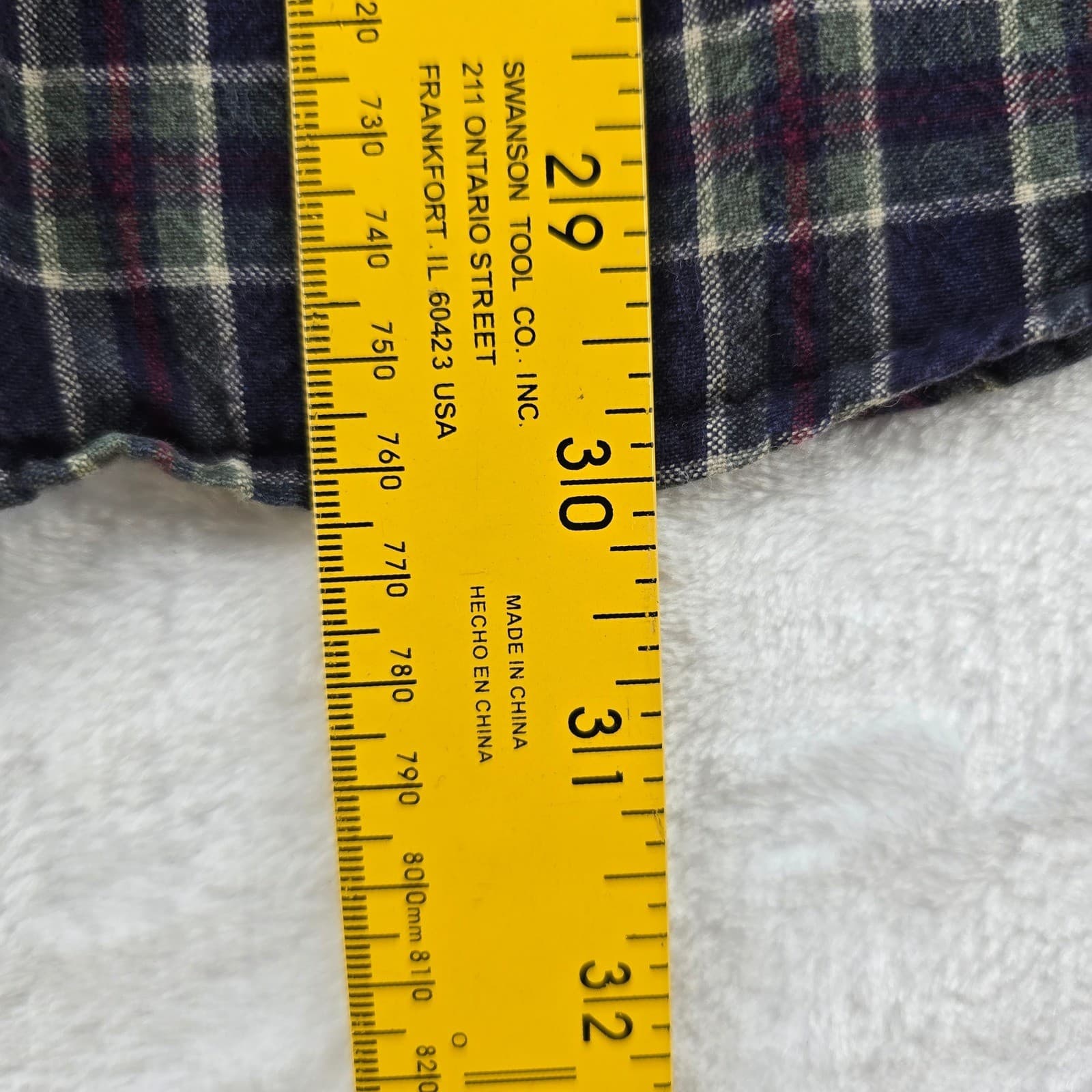 Bugle Boy Shirt Mens L Button Front Navy Blue Plaid Flannel Long Sleeve Cotton - Thumbnail 5