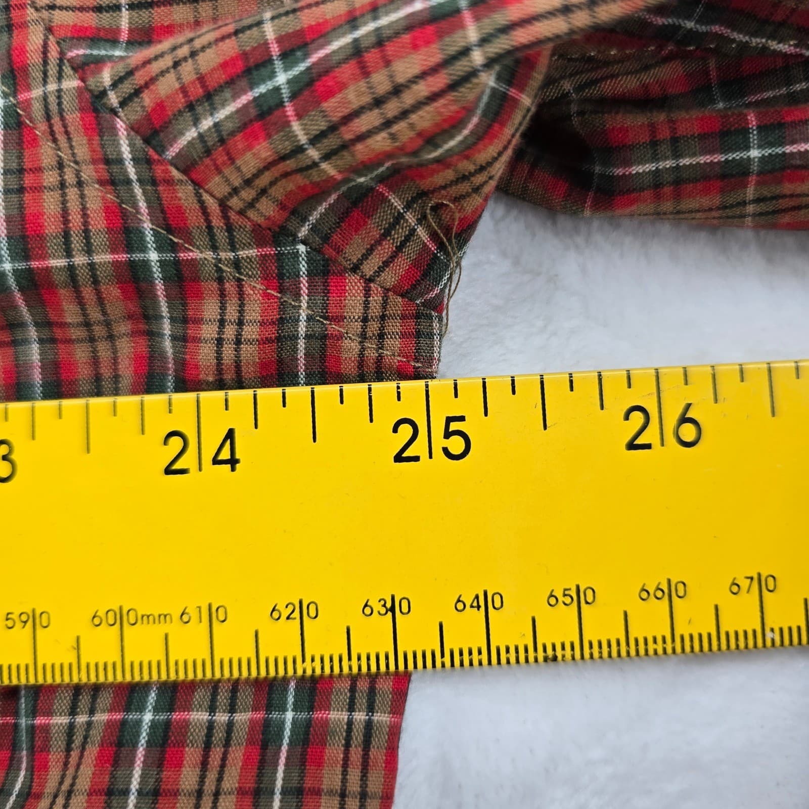 Saddlebred Button Down Shirt Mens L Long Sleeve Red Green Plaid Cotton Blend - Thumbnail 3