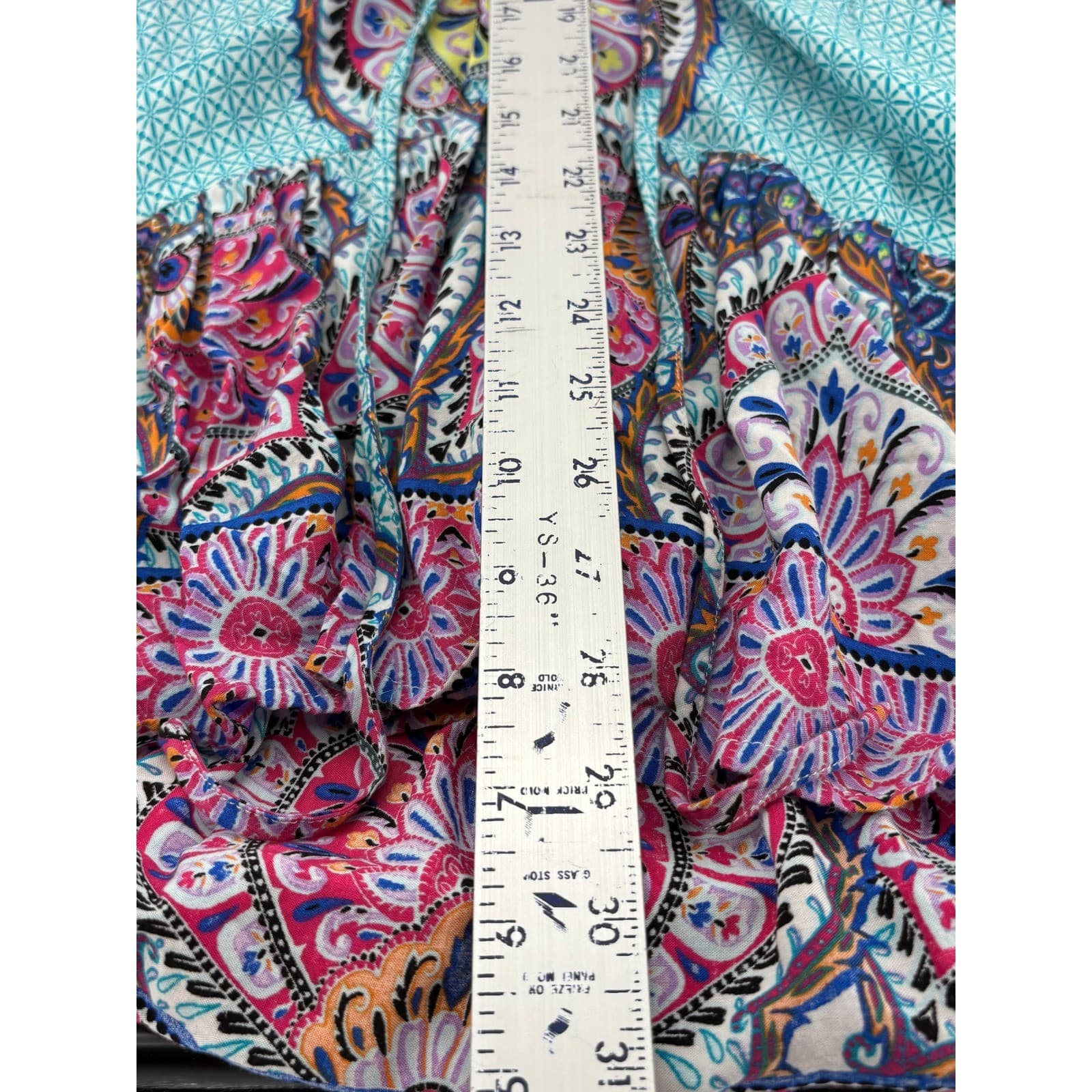 Umgee USA Turquoise Blue Sleeveless Paisley Print Tie Waist Dress Large * - Thumbnail 5