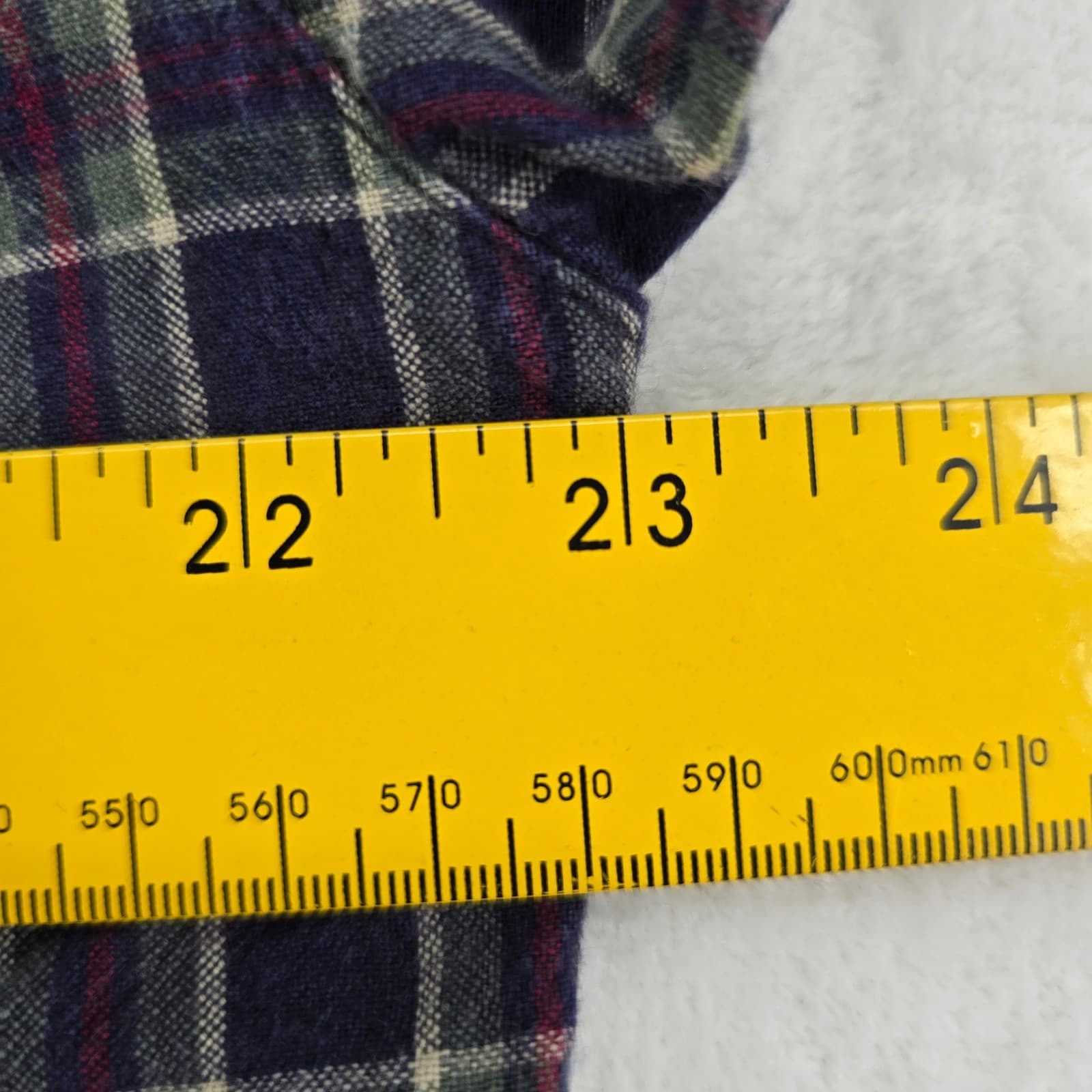 Bugle Boy Shirt Mens L Button Front Navy Blue Plaid Flannel Long Sleeve Cotton - Thumbnail 4