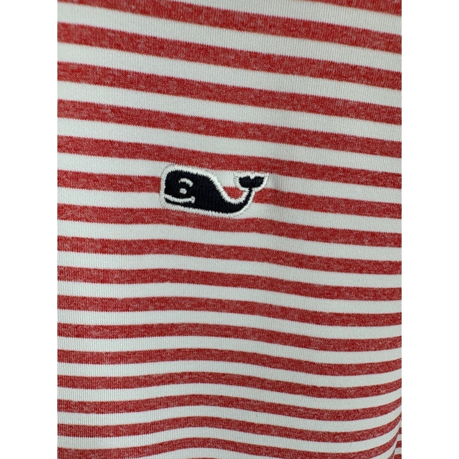 Vineyard Vines Men's Red Striped Performance Polo Shirt XL Whale Logo - Thumbnail 3