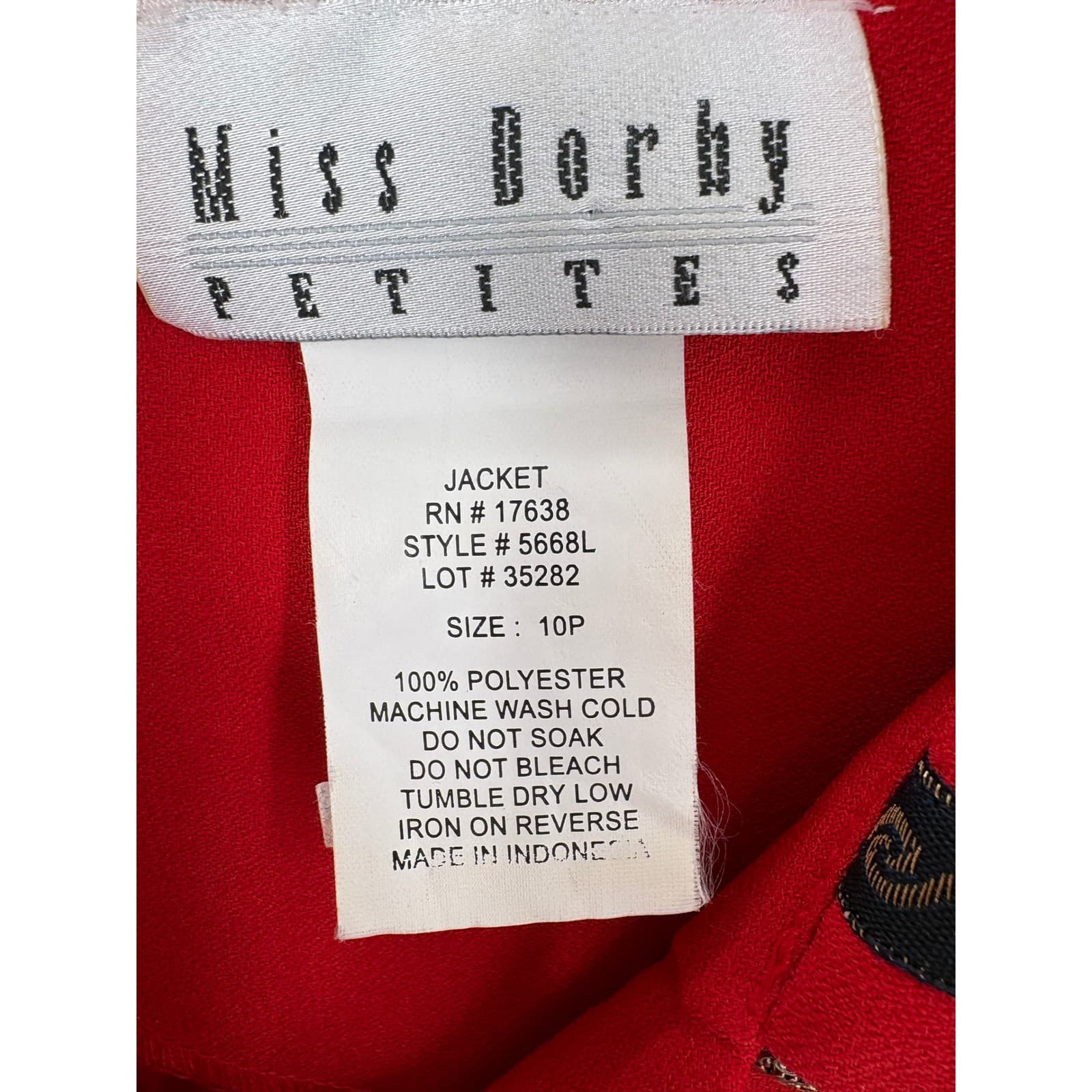 Miss Derby Petites Red Sailor Collar Jacket Blazer Women's Size 10P - Thumbnail 2