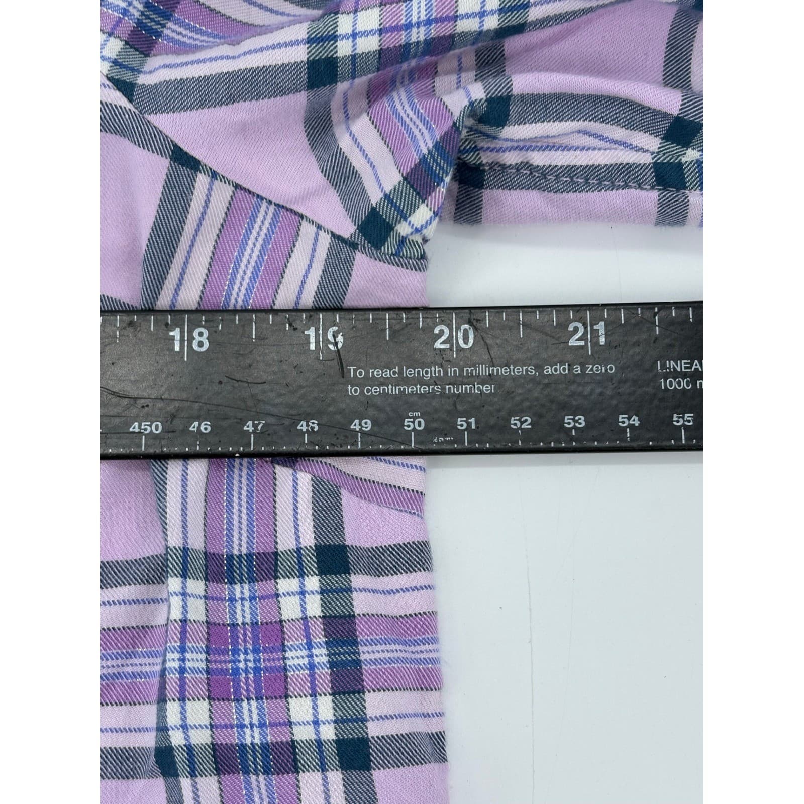 Talbots Petite Plaid Button Down Shirt Women's Long Sleeve Purple White Green LP - Thumbnail 5