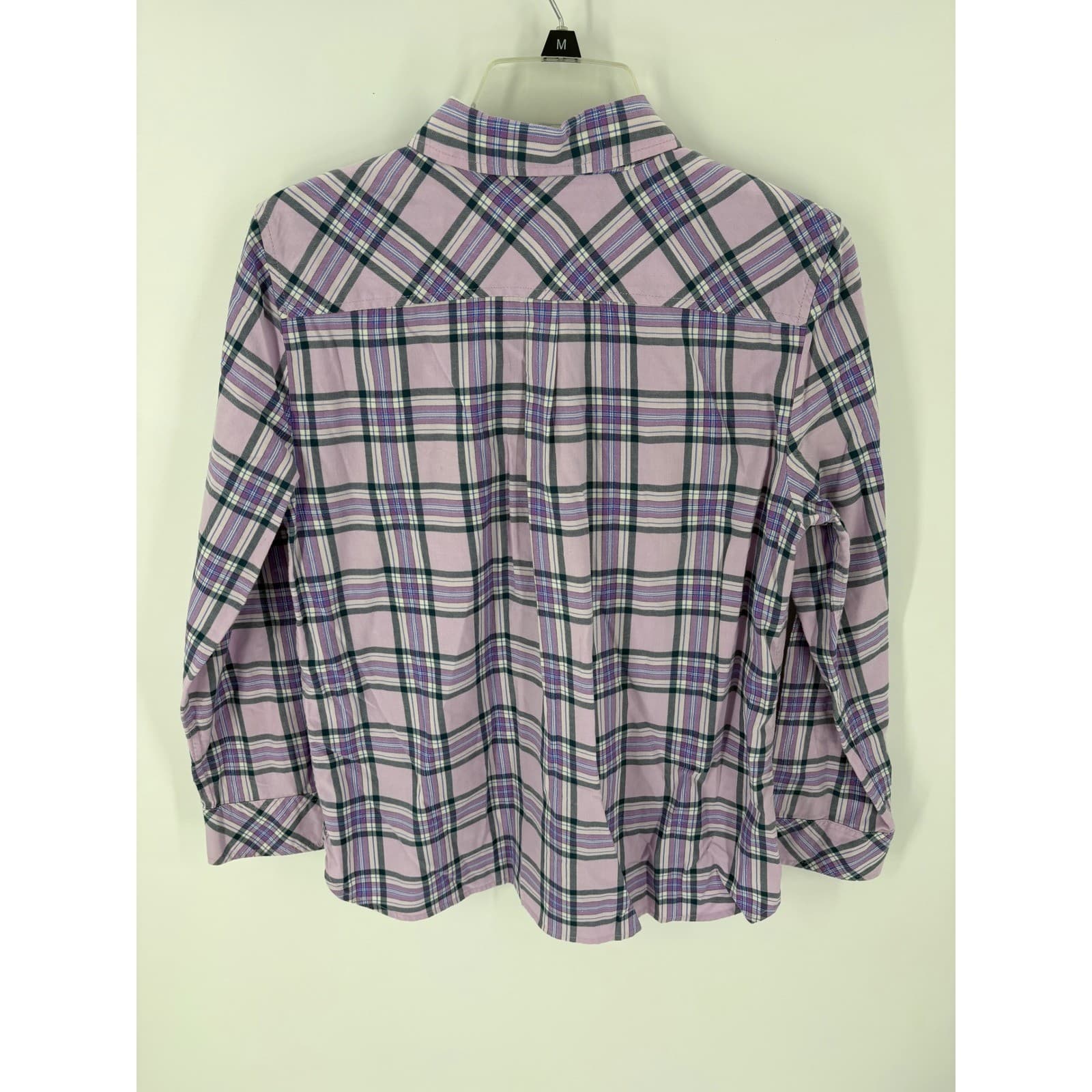Talbots Petite Plaid Button Down Shirt Women's Long Sleeve Purple White Green LP - Thumbnail 4