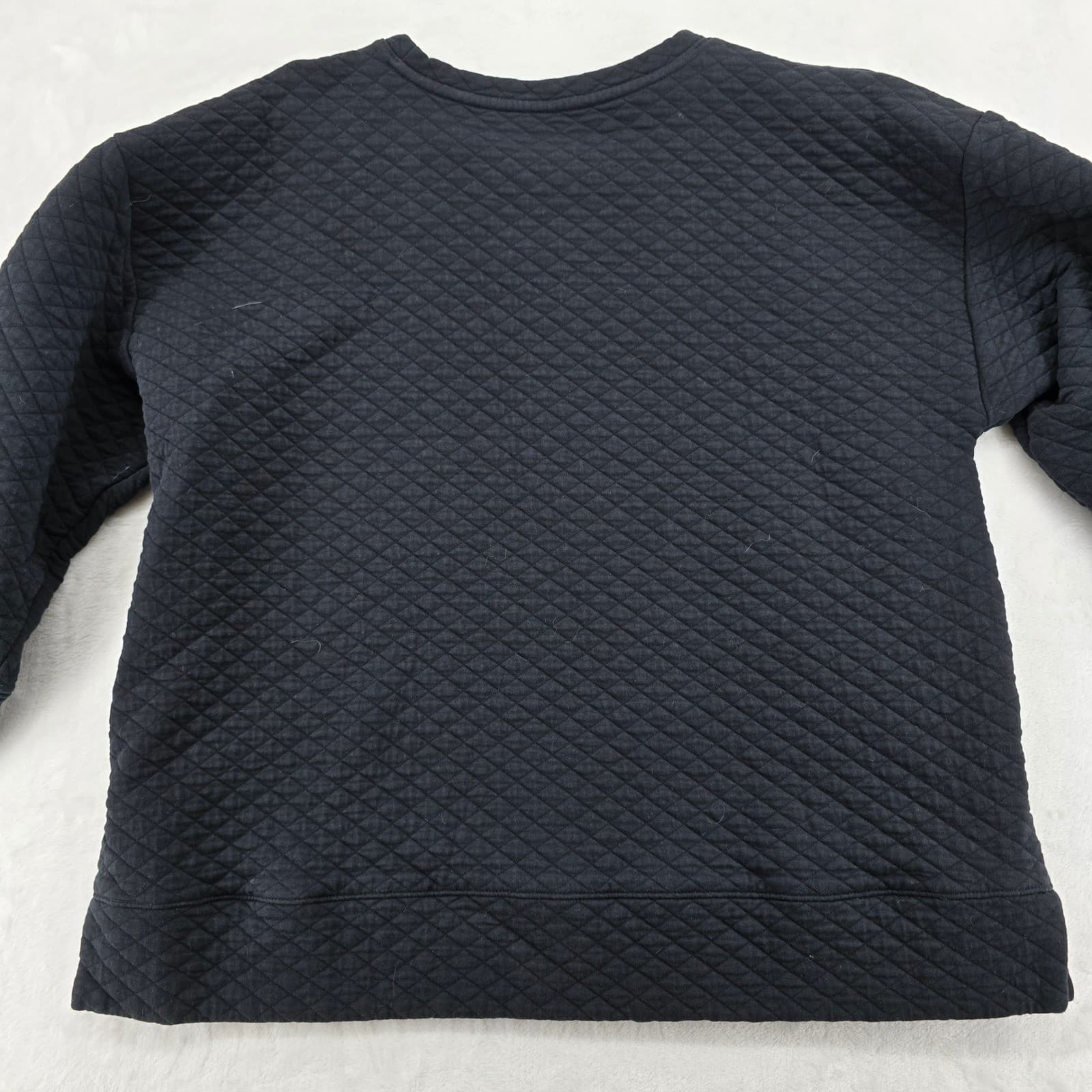 Lands' End Sweatshirt Womens XL Sweatshirt Black Quilted Diamond Crewneck 6893 - Thumbnail 7