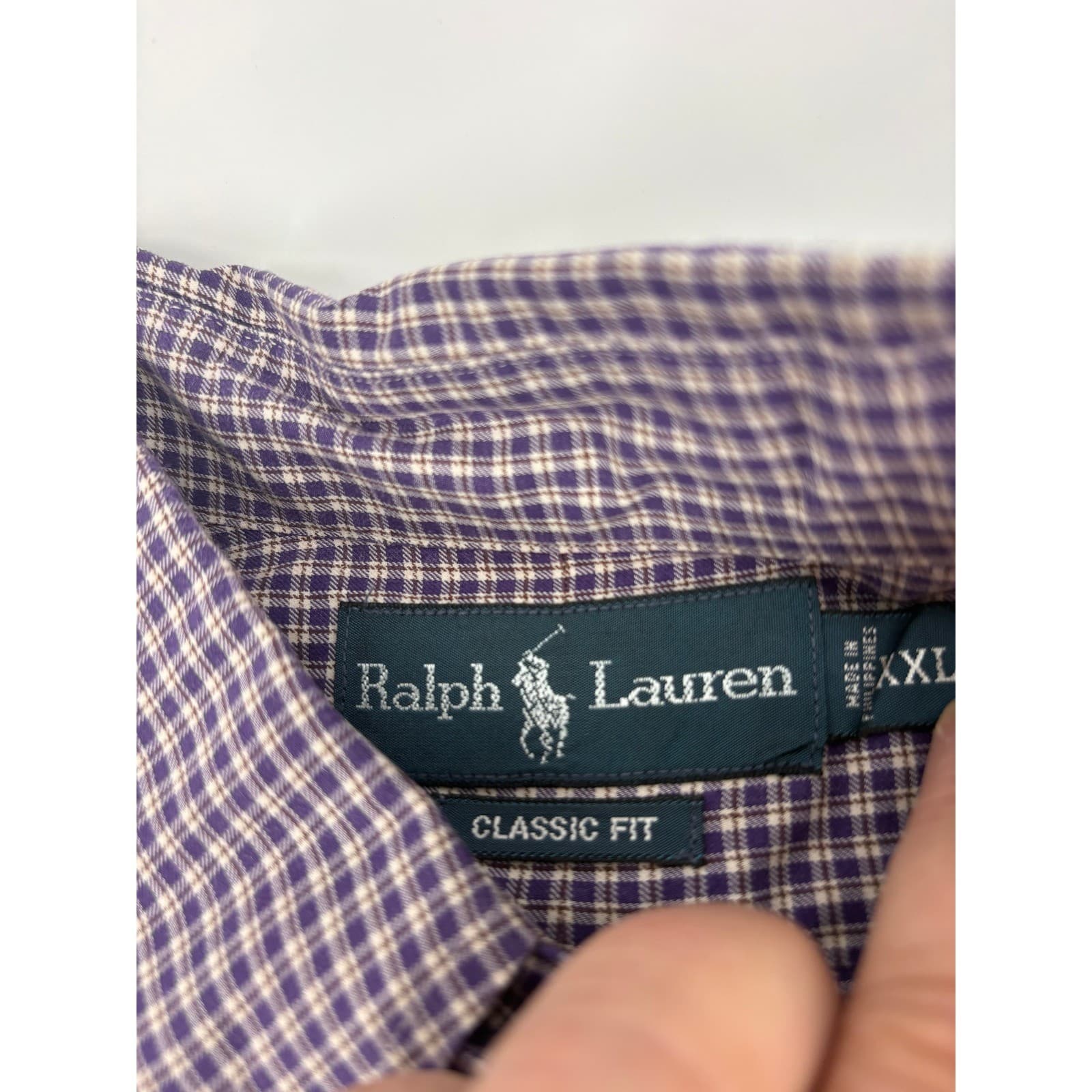 Ralph Lauren Classic Fit Button Down Shirt Check XXL Purple Mens - Thumbnail 2