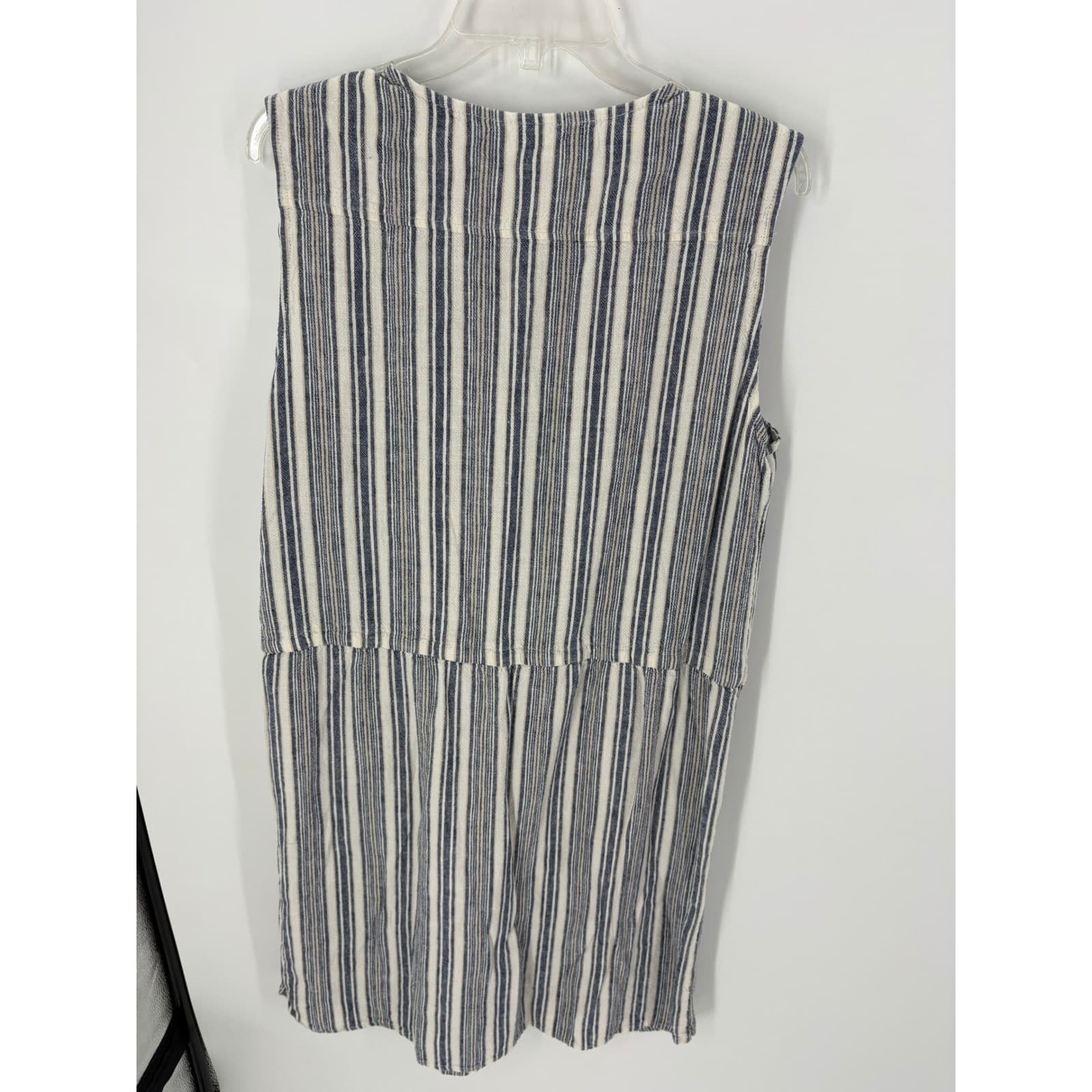 CASLON Womens Striped Sleeveless Drawstring Waist Utility Dress Navy Cream M - Thumbnail 5