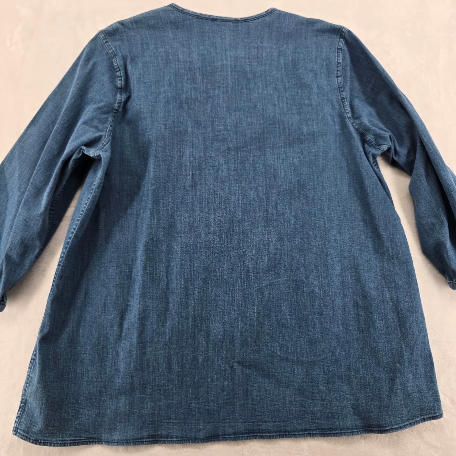 Lands' End Tunic Womens XL/P Tunic Blue Denim Henley Neck Long Sleeve 6894 - Thumbnail 7
