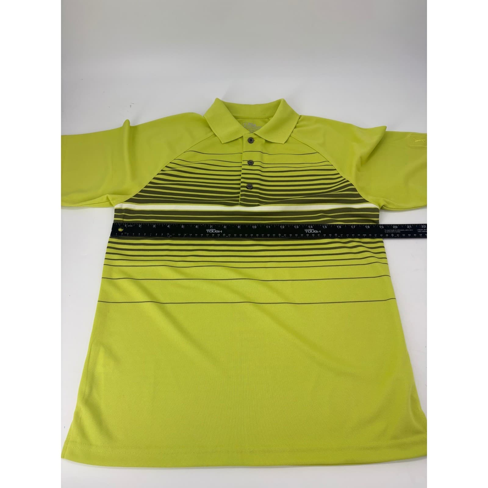 PGA Tour Striped Performance Golf Polo Shirt Small Lime Green Mens - Thumbnail 7