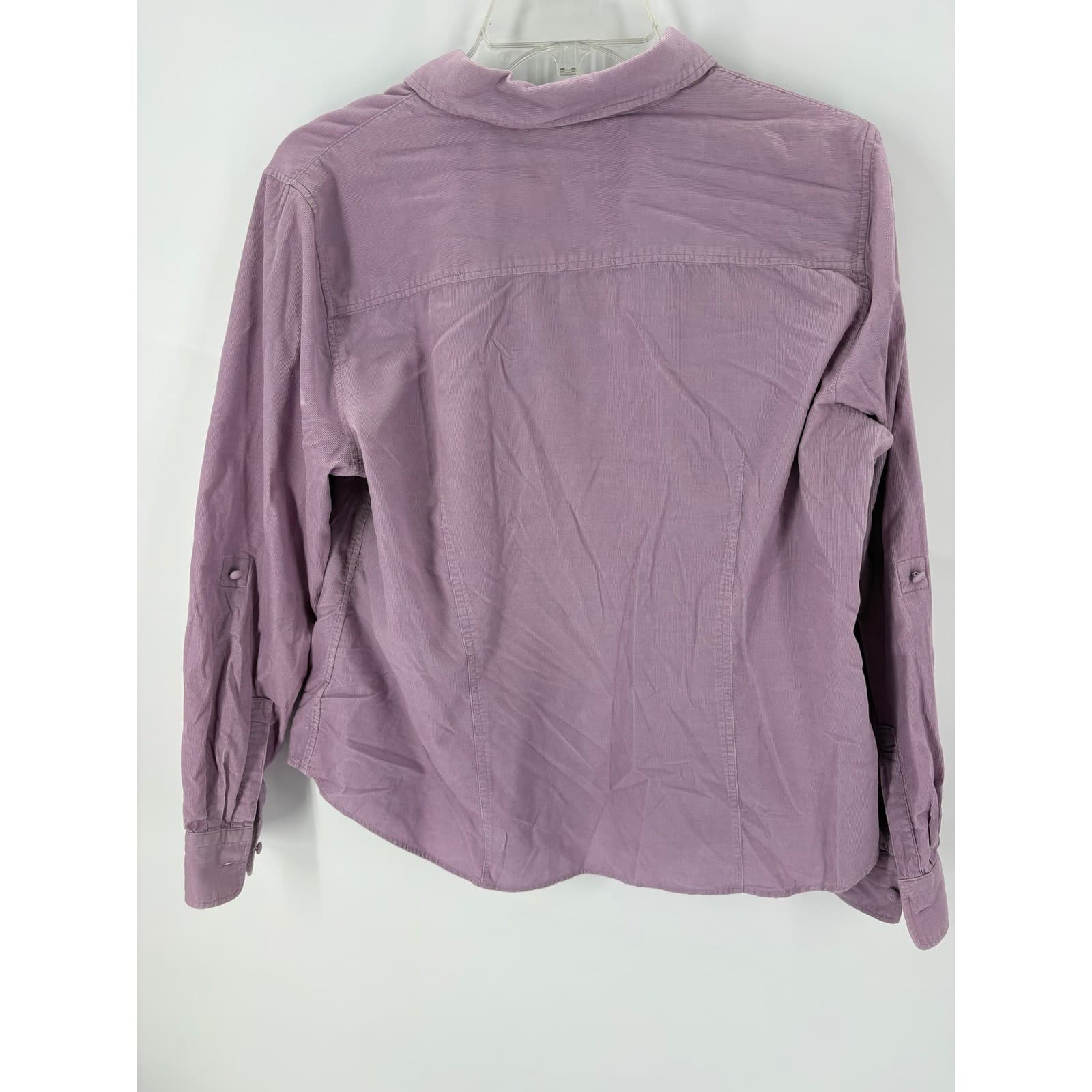 Talbots Women's Lavender Corduroy Button-Down Shirt Petite L Long Sleeve Pockets - Thumbnail 4