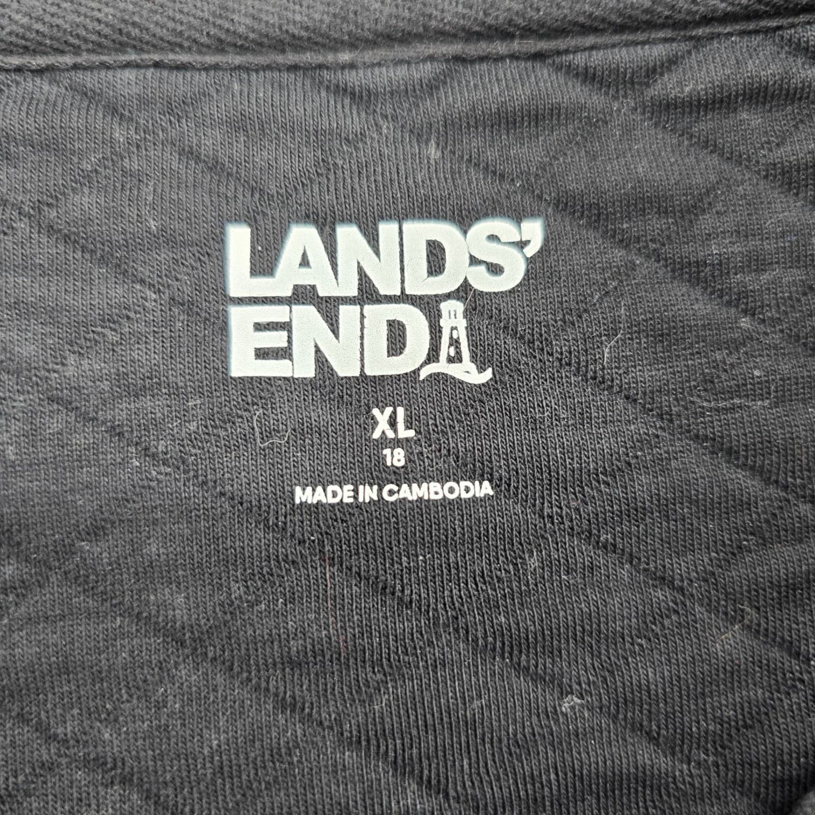 Lands' End Sweatshirt Womens XL Sweatshirt Black Quilted Diamond Crewneck 6893 - Thumbnail 2