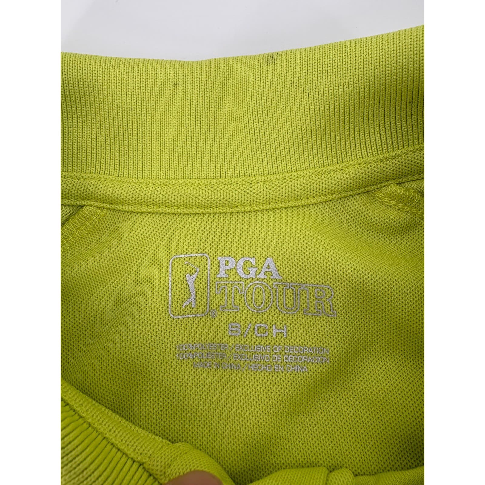 PGA Tour Striped Performance Golf Polo Shirt Small Lime Green Mens - Thumbnail 3